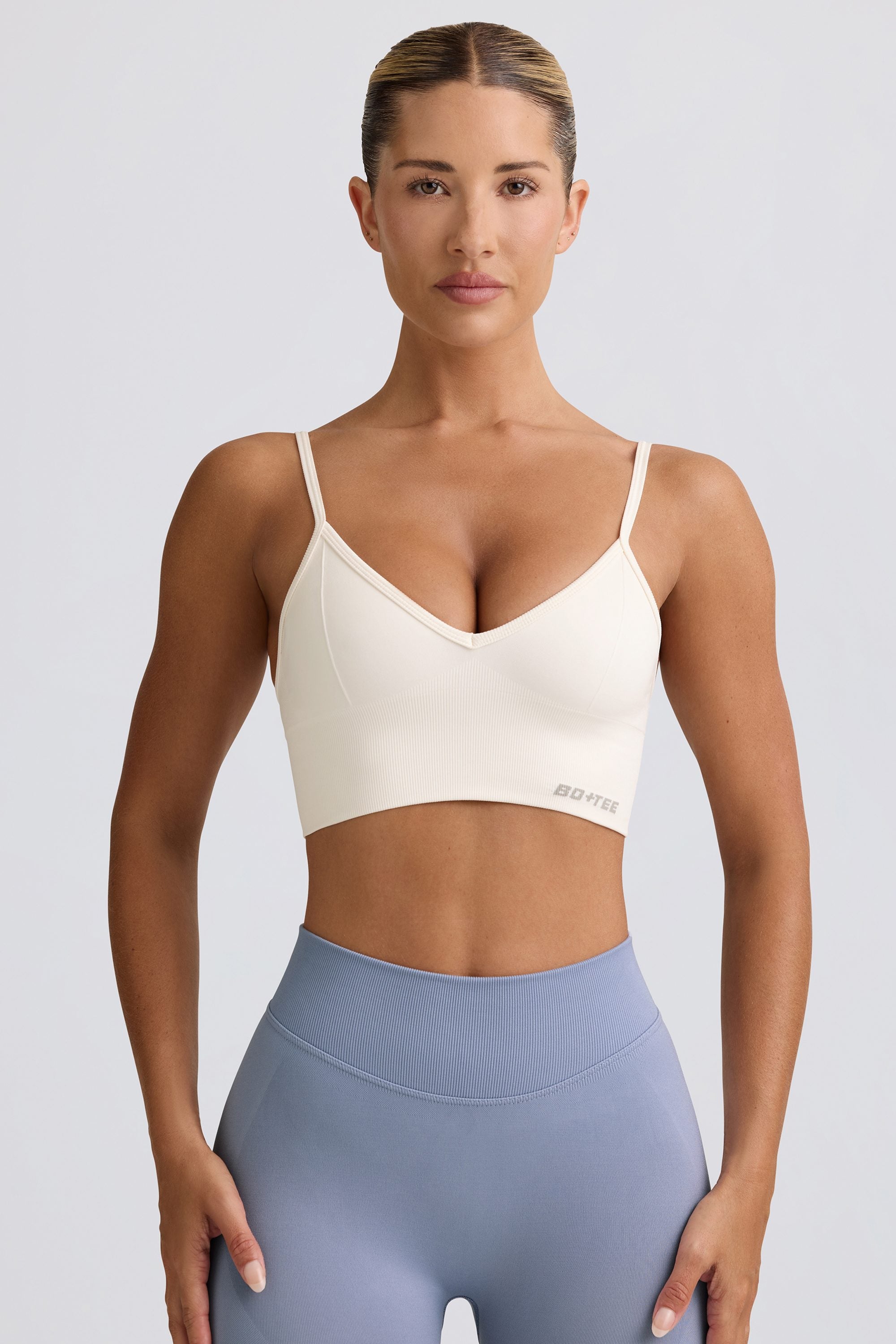 Define Luxe V-Neck Sports Bra in White - Image 5