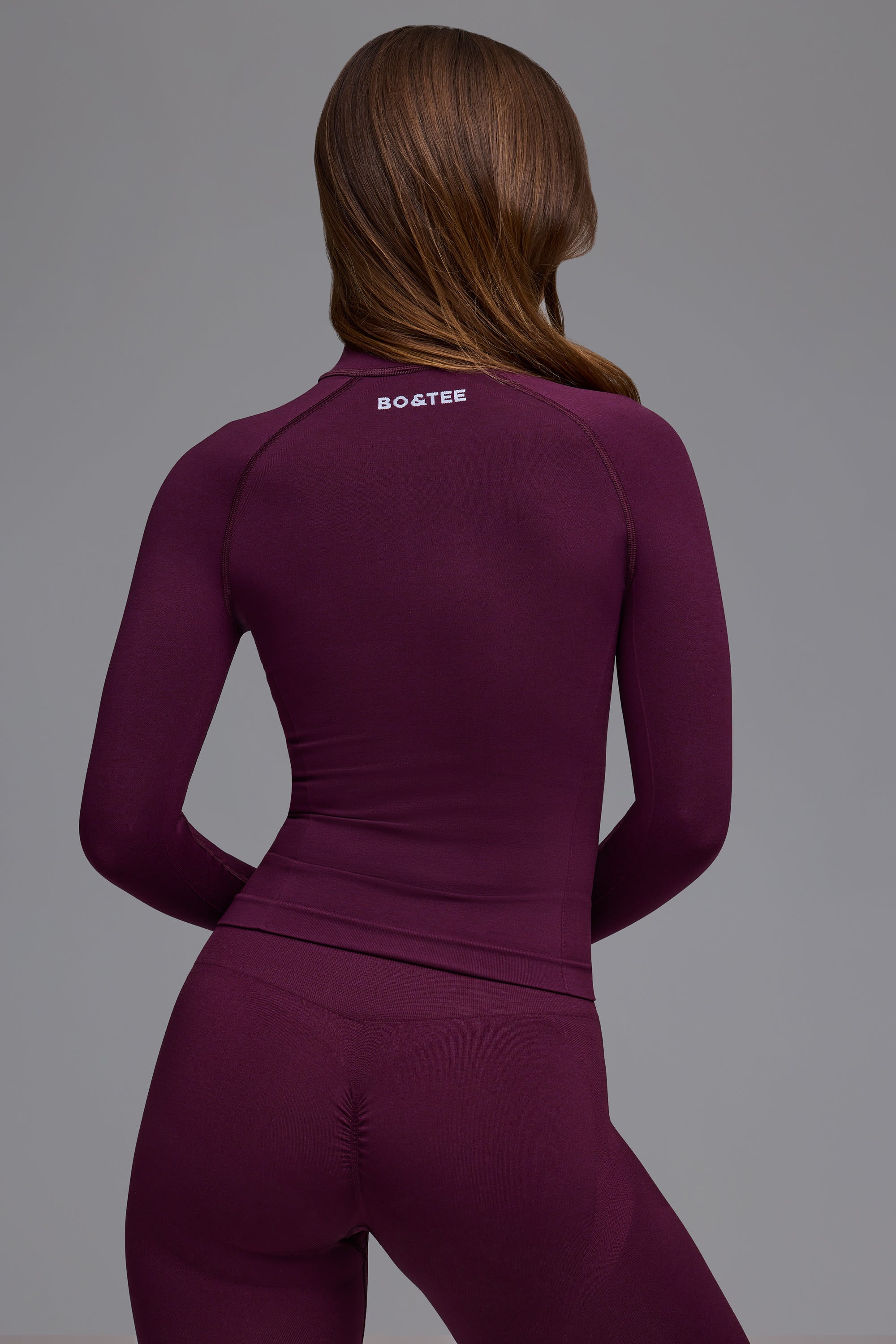 Define Luxe Zip-Up Jacket in Grape - Image 2