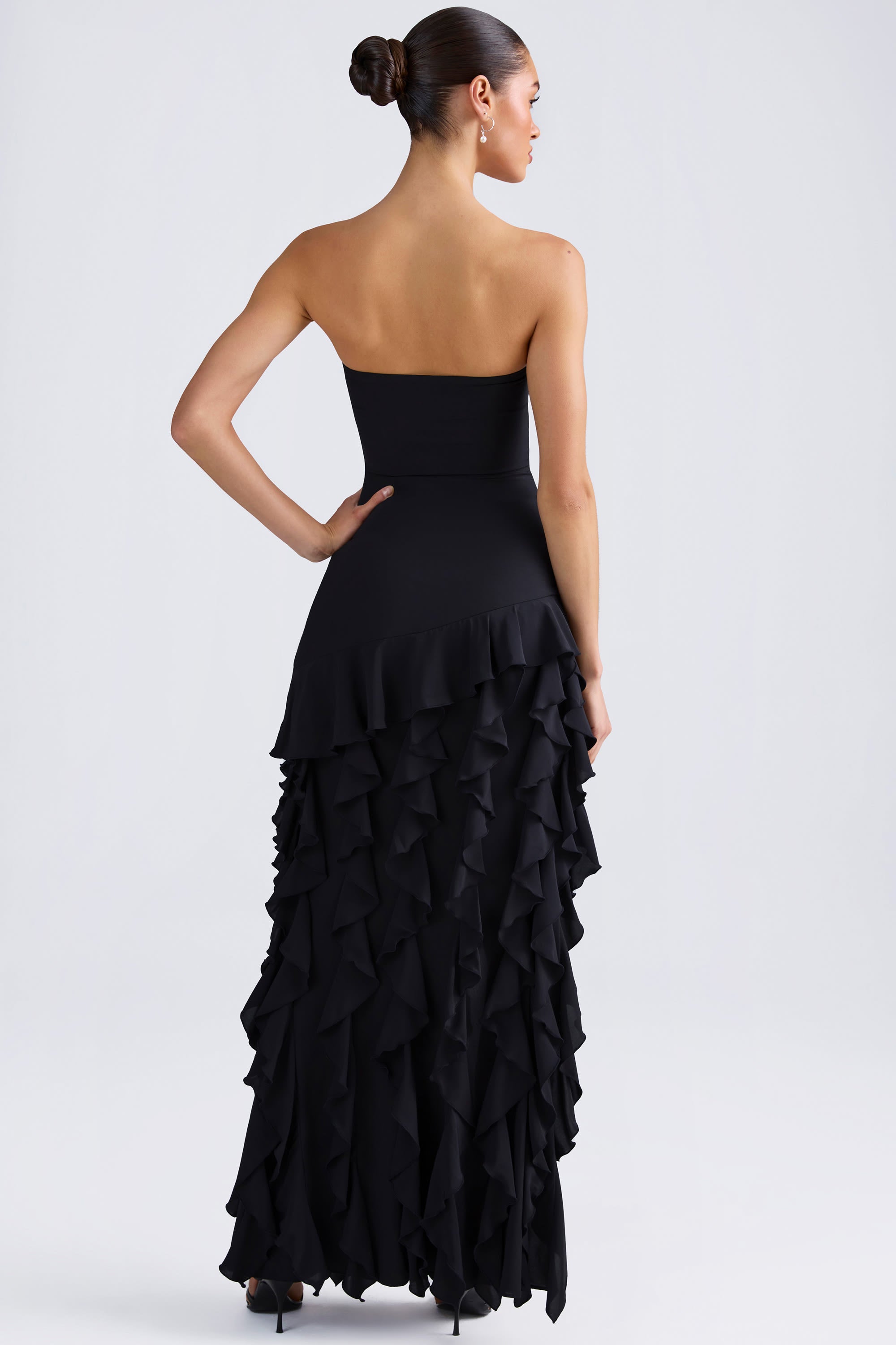 Diletta Ruffle-Trim Strapless Gown in Black - Image 2