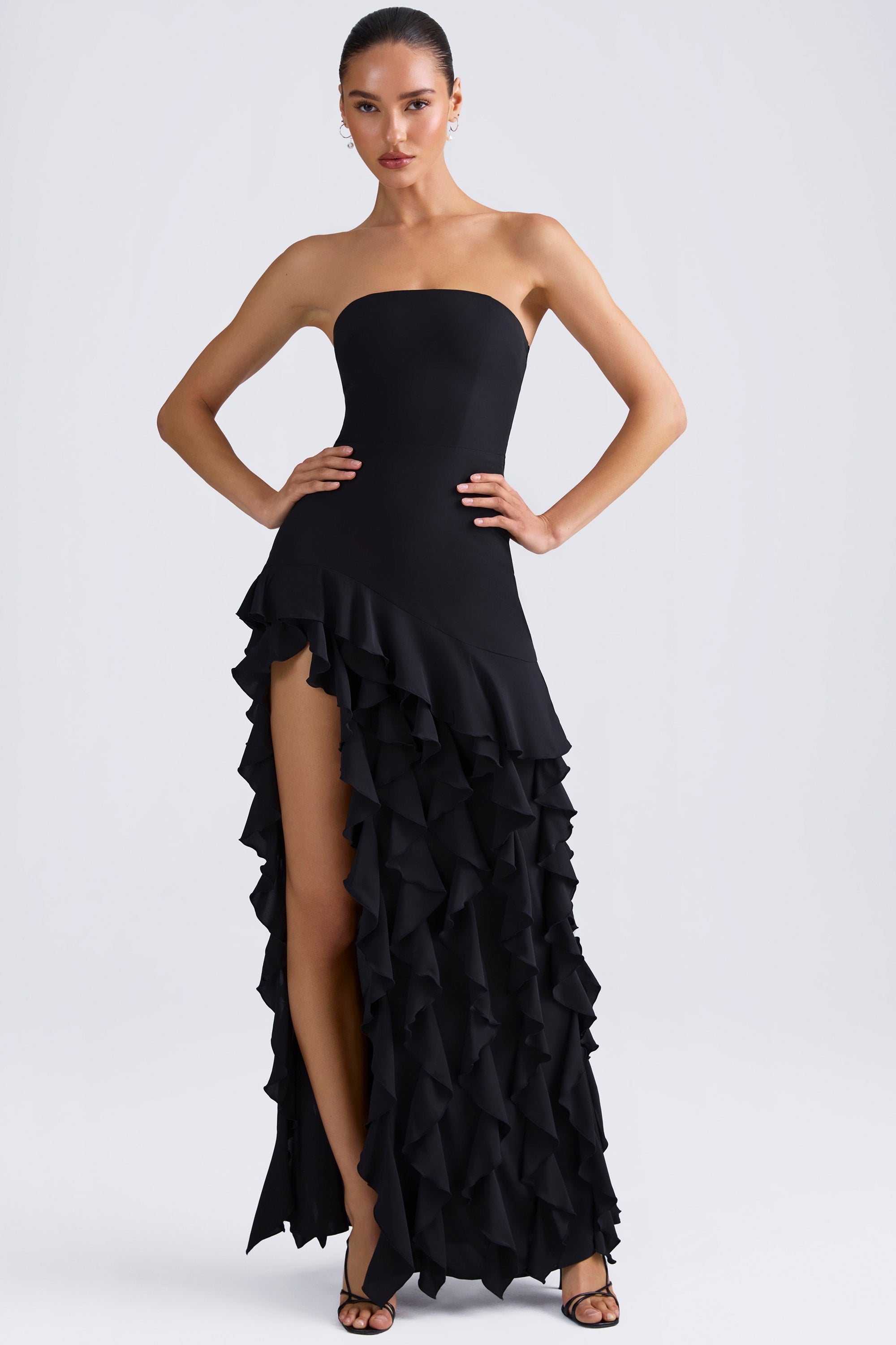 Diletta Ruffle-Trim Strapless Gown in Black - Image 6