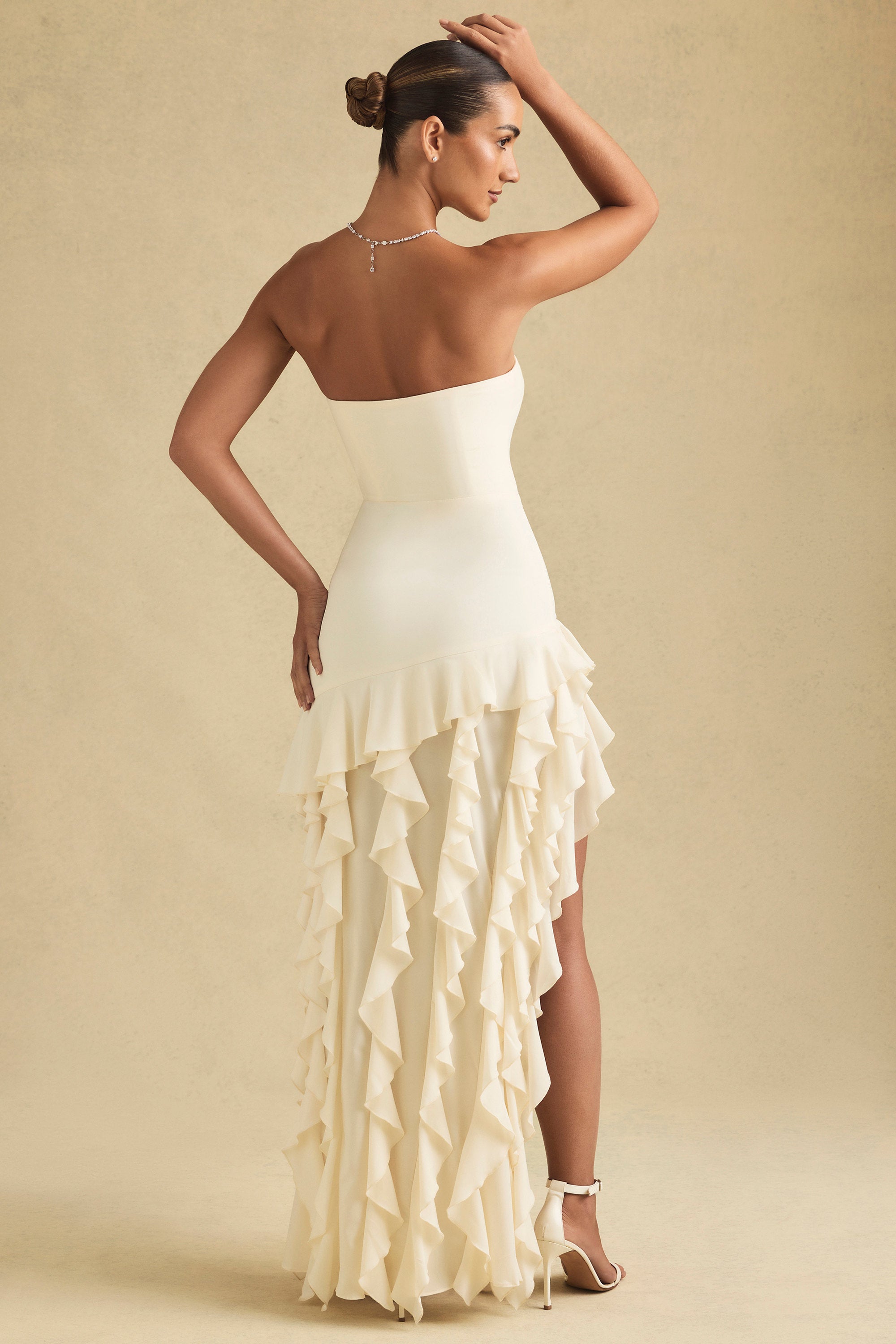 Diletta Ruffle-Trim Strapless Gown in Ivory - Image 3