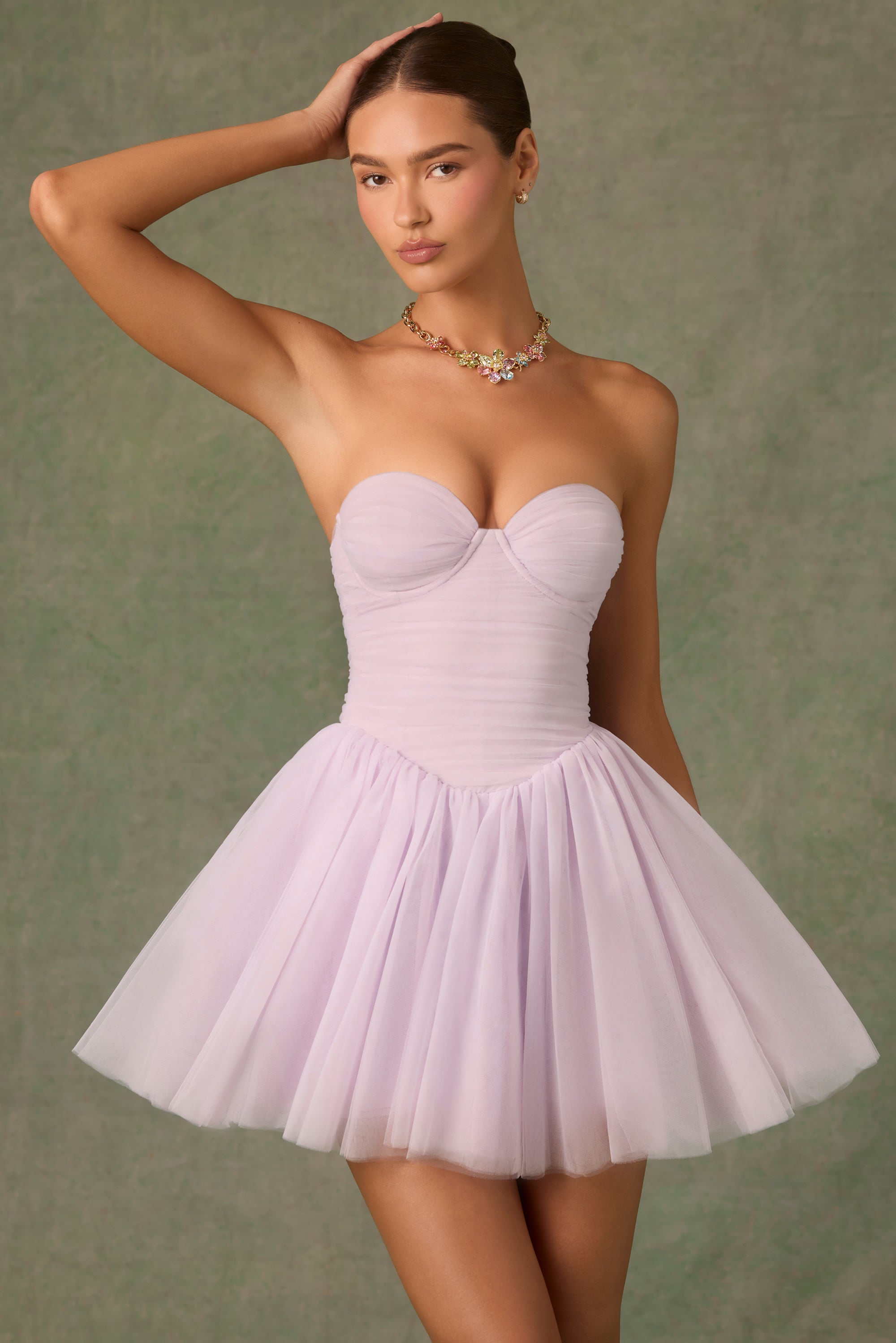Dottie Tulle Corset Mini Dress in Lilac