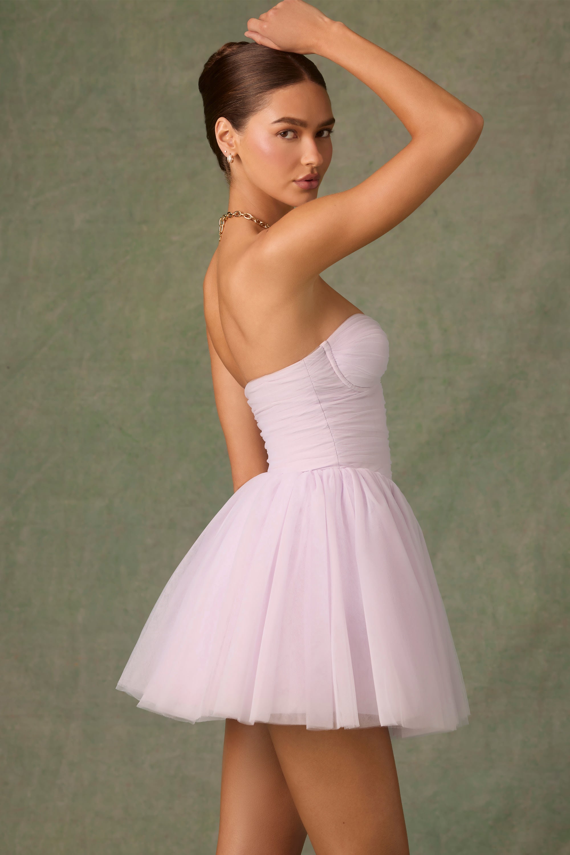 Dottie Tulle Corset Mini Dress in Lilac - Image 12