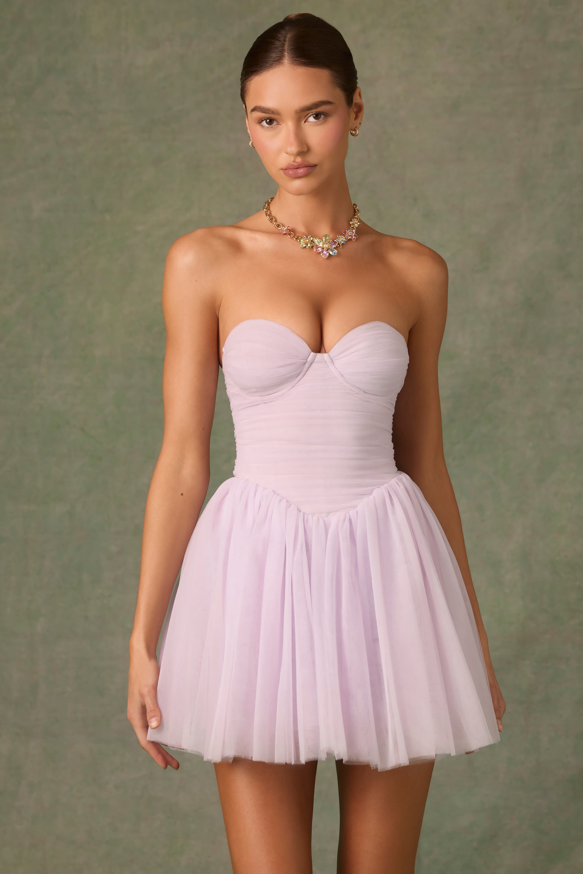Dottie Tulle Corset Mini Dress in Lilac - Image 14