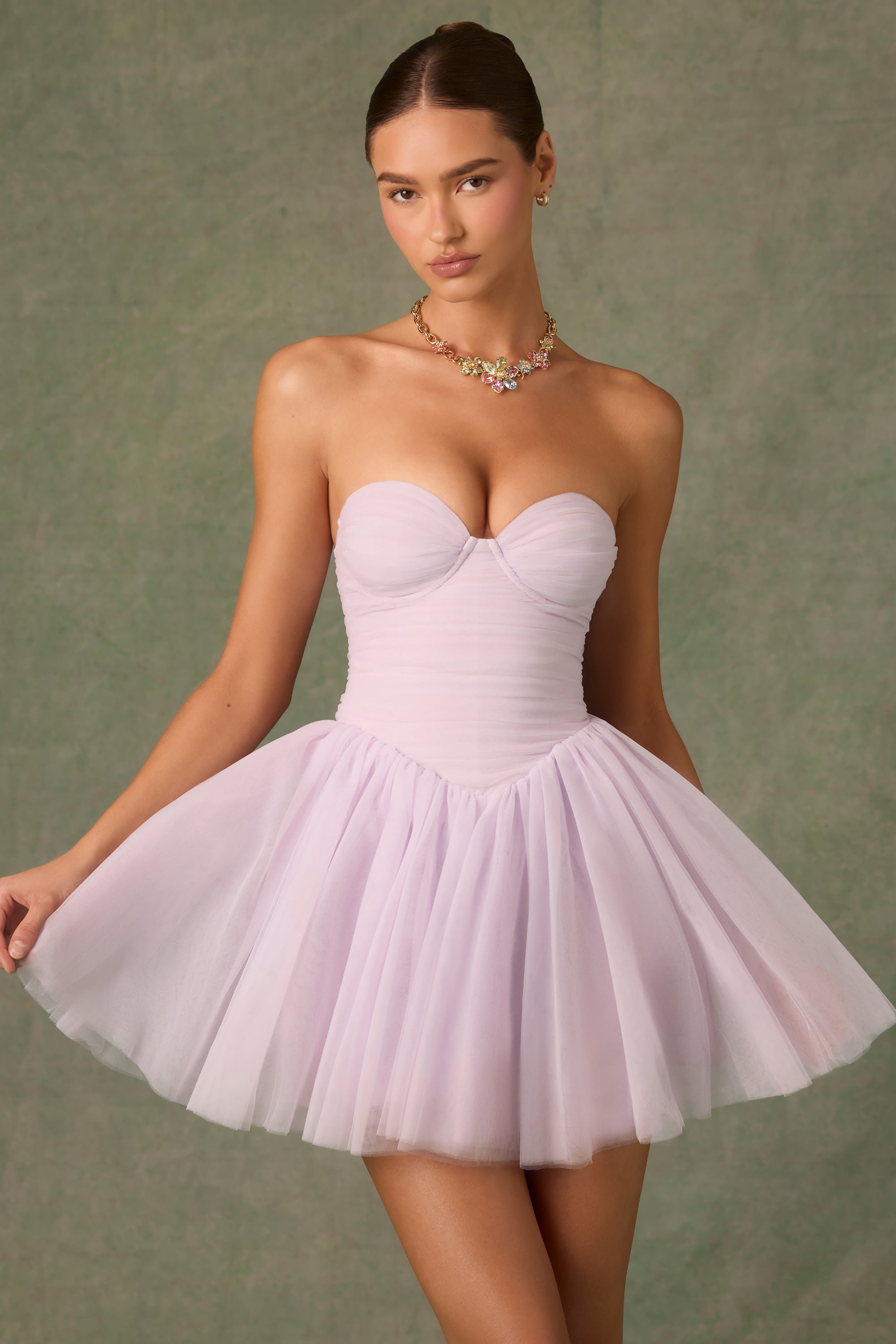 Dottie Tulle Corset Mini Dress in Lilac - Image 15