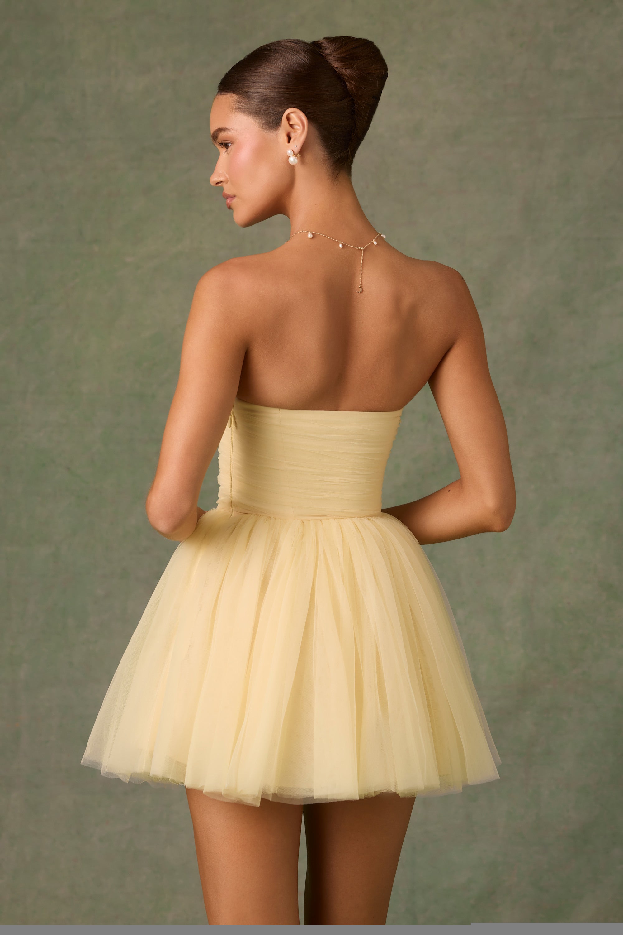 Dottie Tulle Corset Mini Dress in Yellow - Image 3