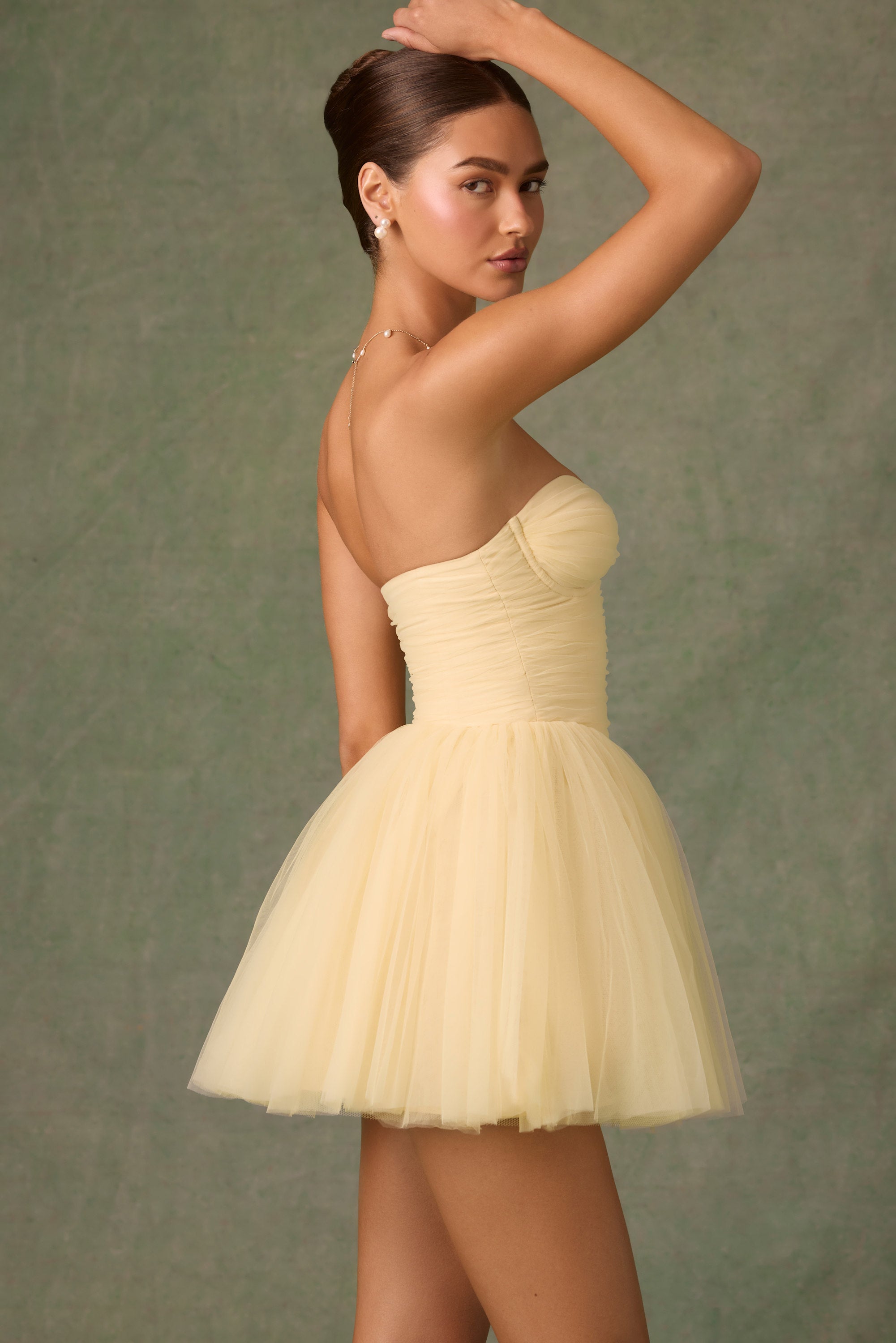 Dottie Tulle Corset Mini Dress in Yellow - Image 4