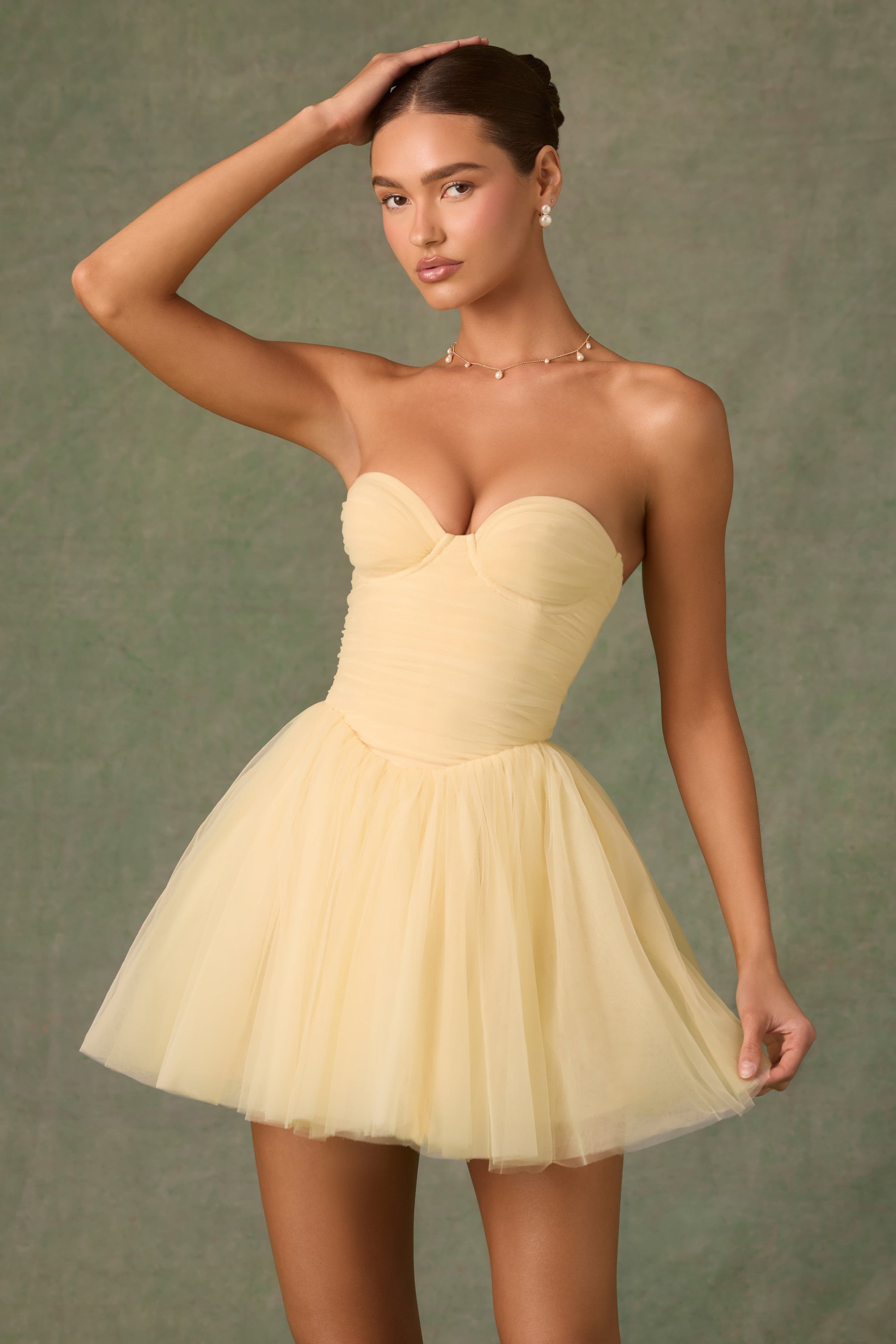 Dottie Tulle Corset Mini Dress in Yellow - Image 6