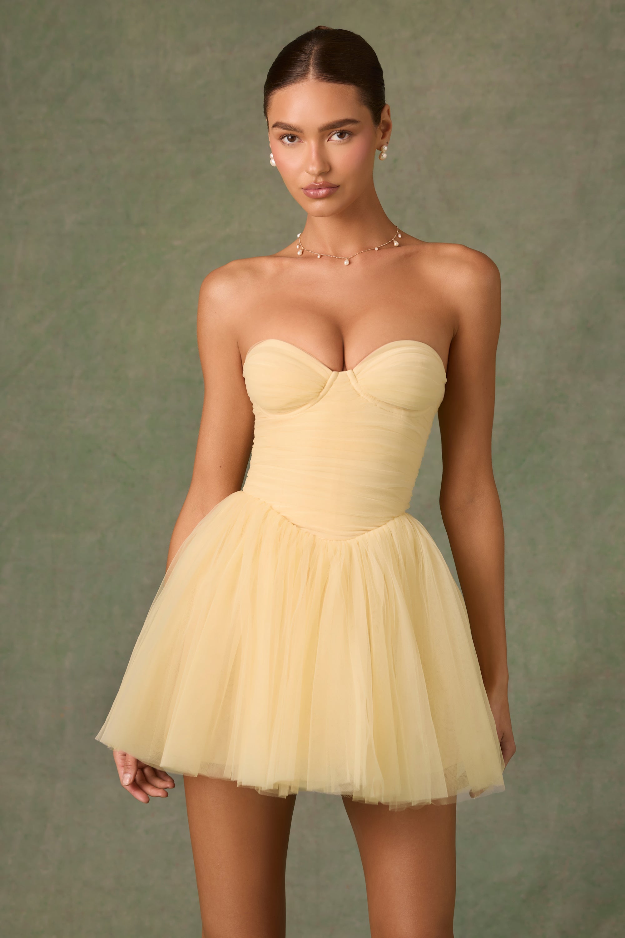 Dottie Tulle Corset Mini Dress in Yellow - Image 7