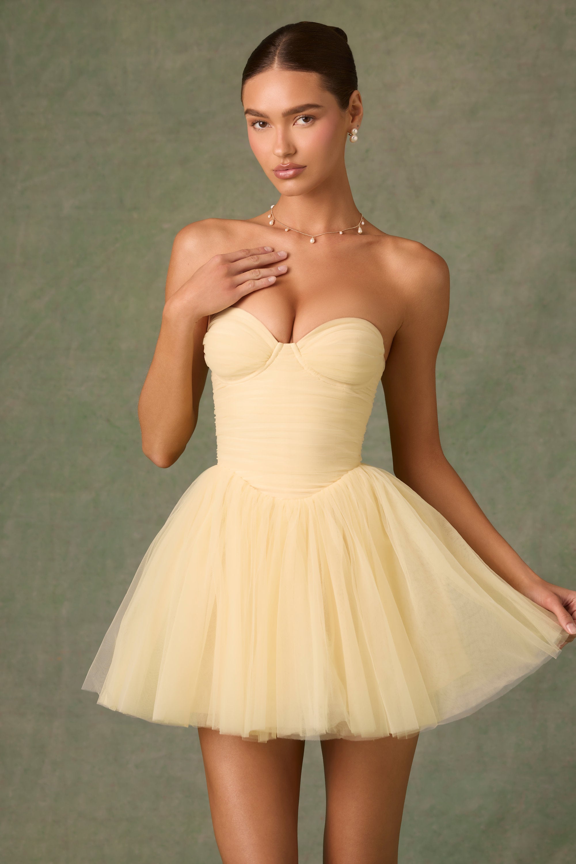 Dottie Tulle Corset Mini Dress in Yellow - Image 8