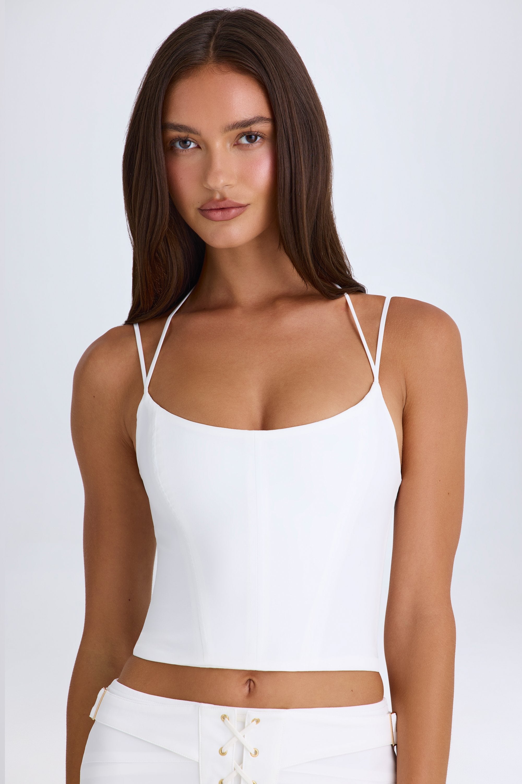 Elba Halterneck Corset Top in White - Image 7