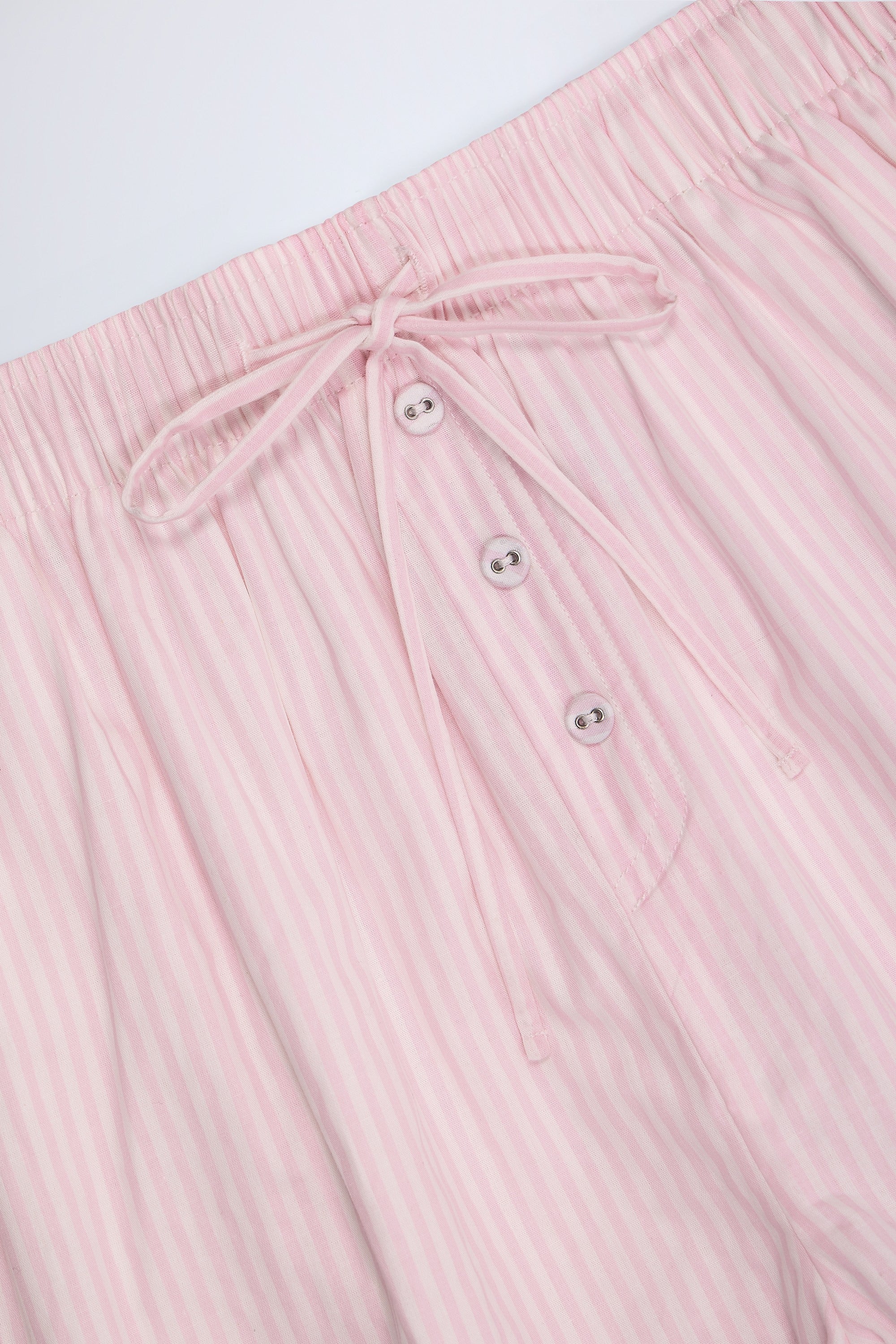 Elsie Tie-Front Mid-Rise Shorts in Pink & White Stripe - Image 5