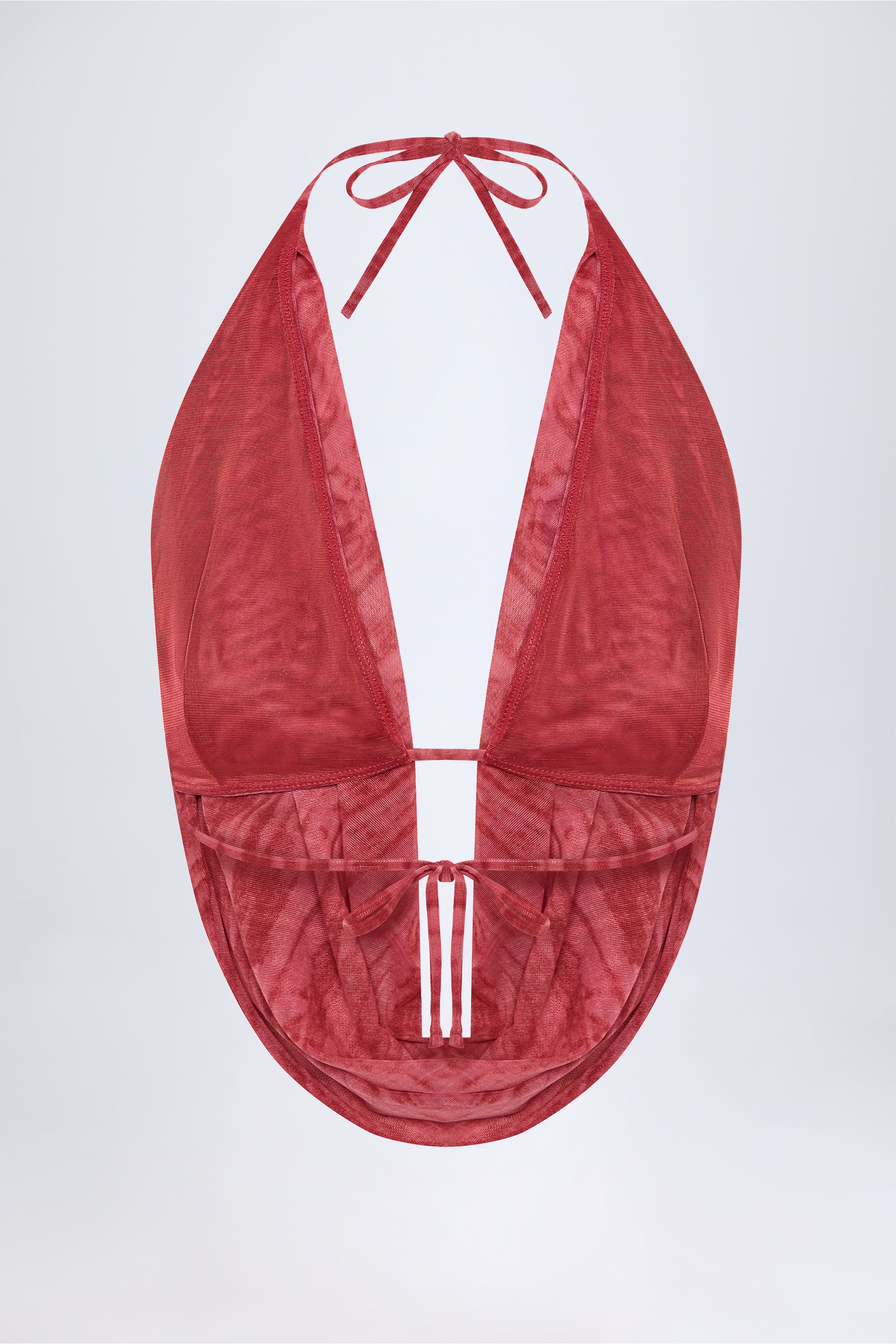 Fayola Cowl-Neck Backless Crop Top in Red Print - Image 2