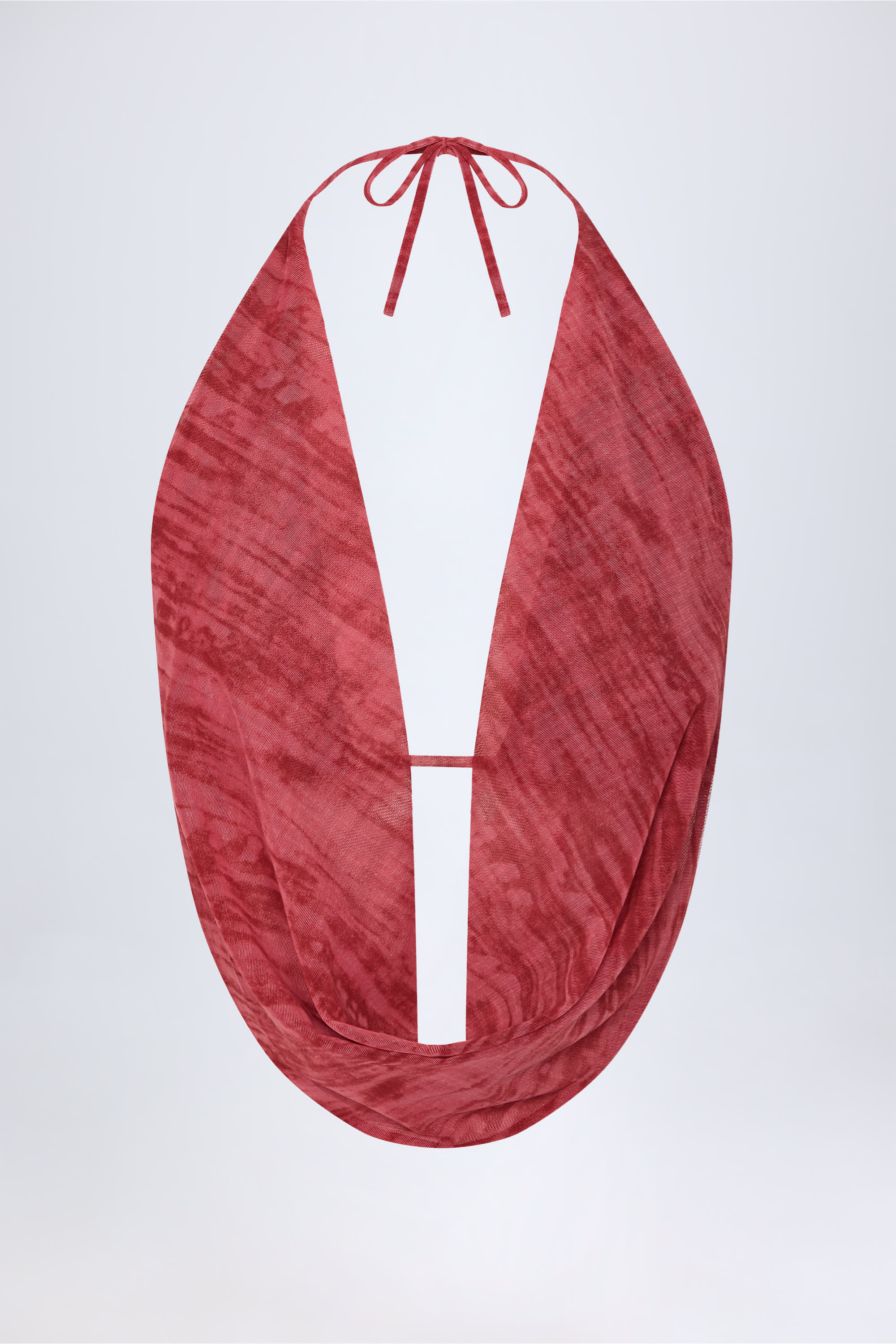 Fayola Cowl-Neck Backless Crop Top in Red Print - Image 3