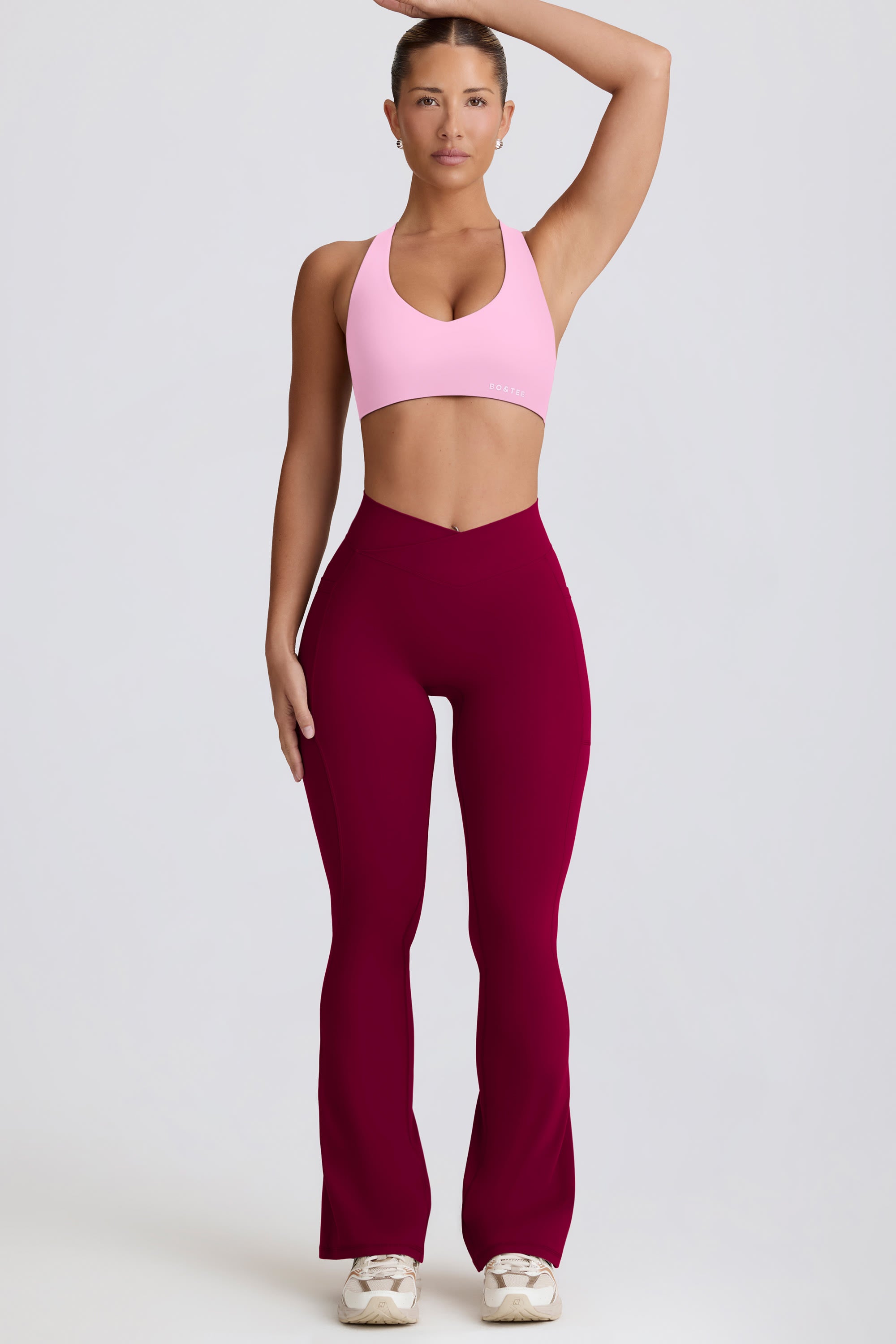 Soft Active Crossover Flared Trousers in Burgundy - Image 10