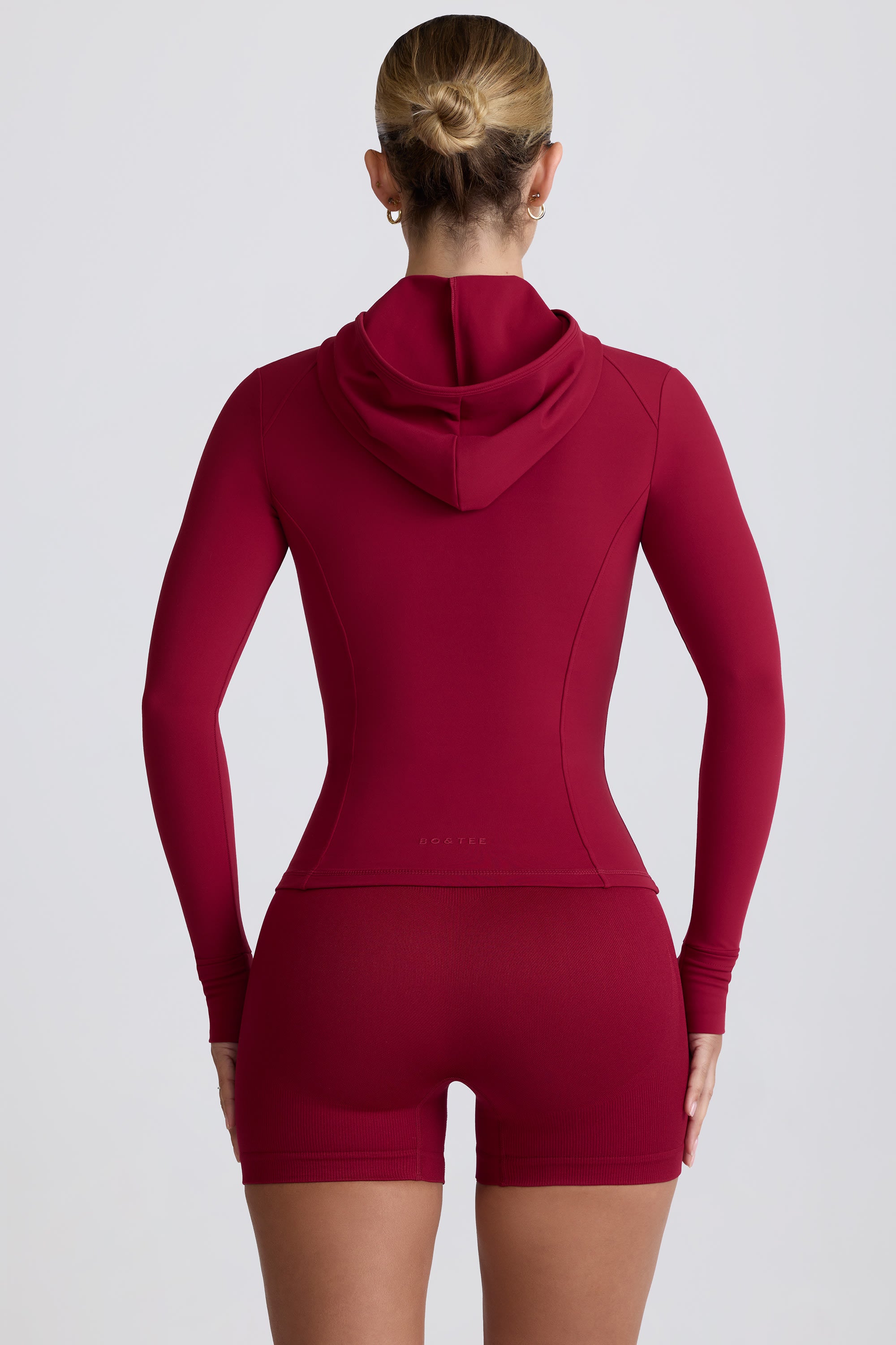 Soft Active Hooded Mid-Layer Jacket in Burgundy - Image 3