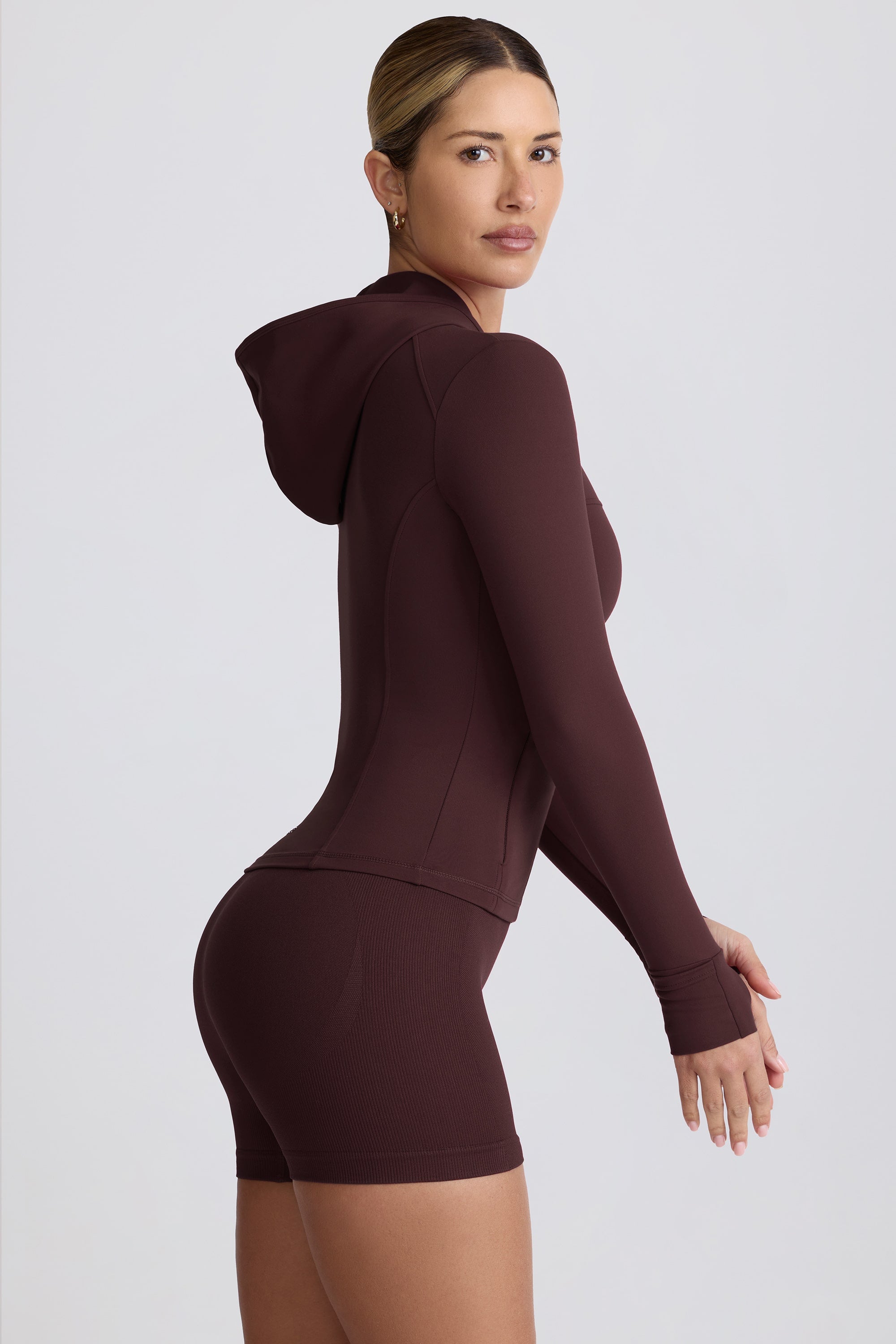 Soft Active Hooded Mid-Layer Jacket in Chocolate - Image 4