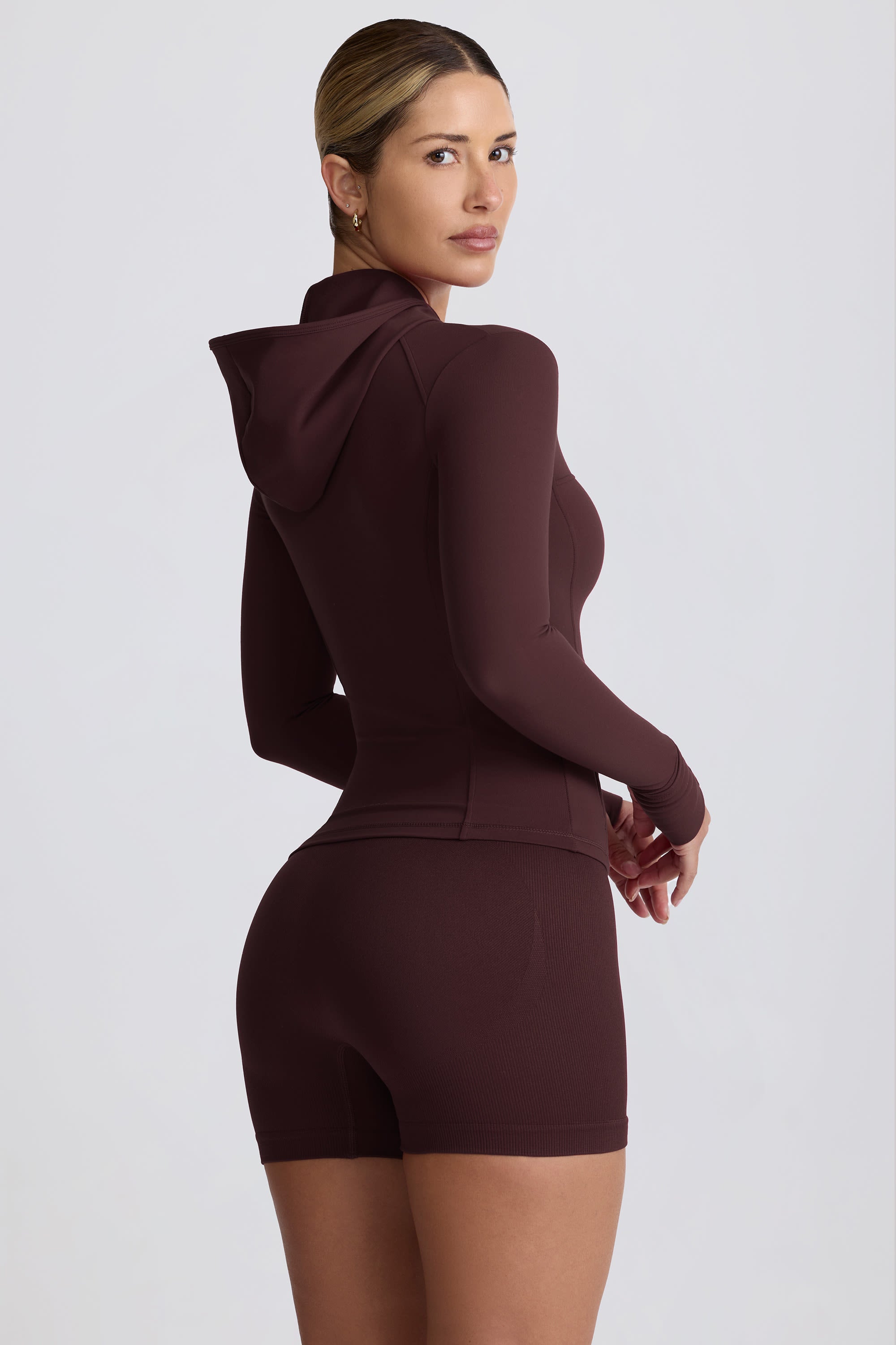 Soft Active Hooded Mid-Layer Jacket in Chocolate - Image 8