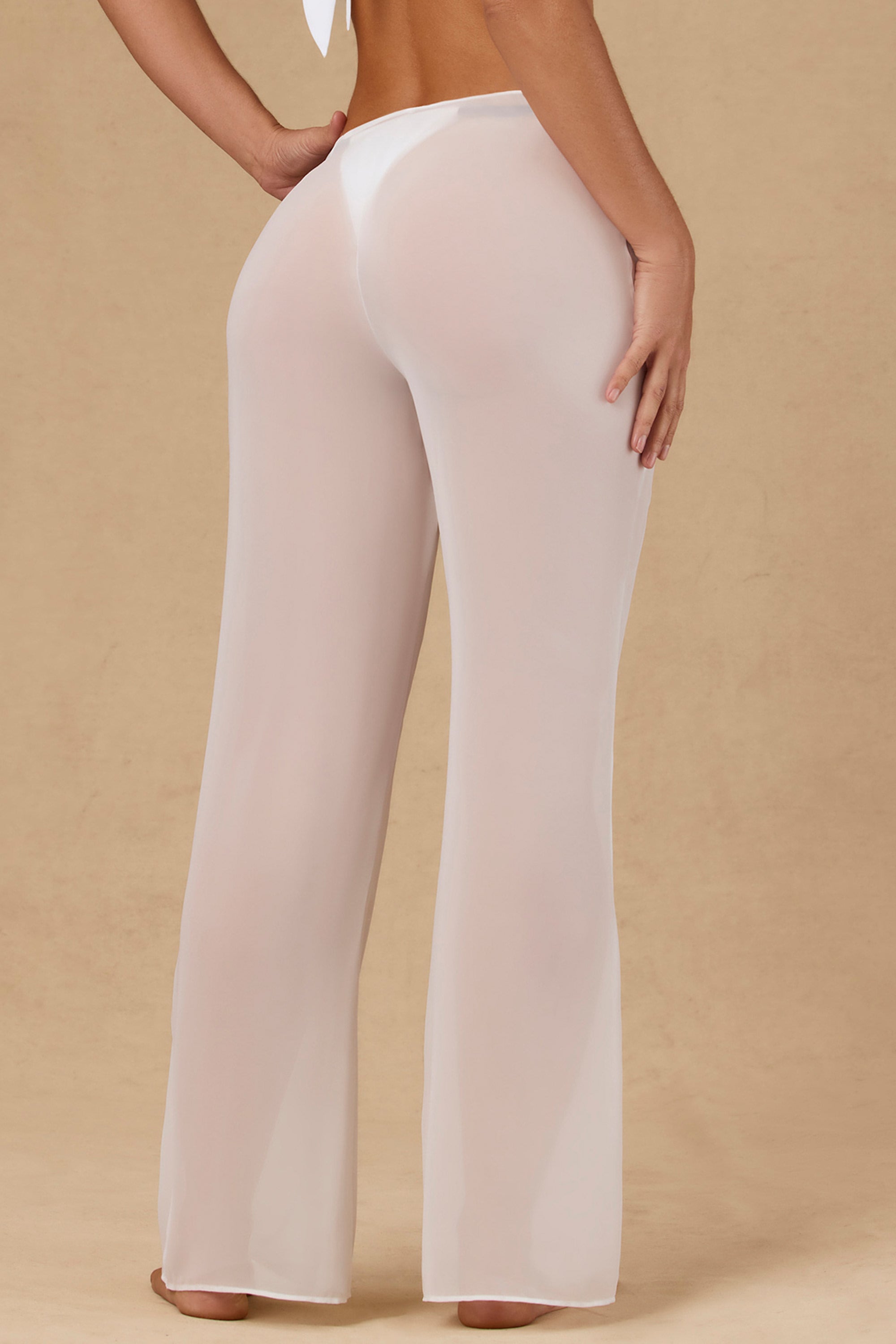 Hydra Tie-Front Wide-Leg Trousers in White - Image 2