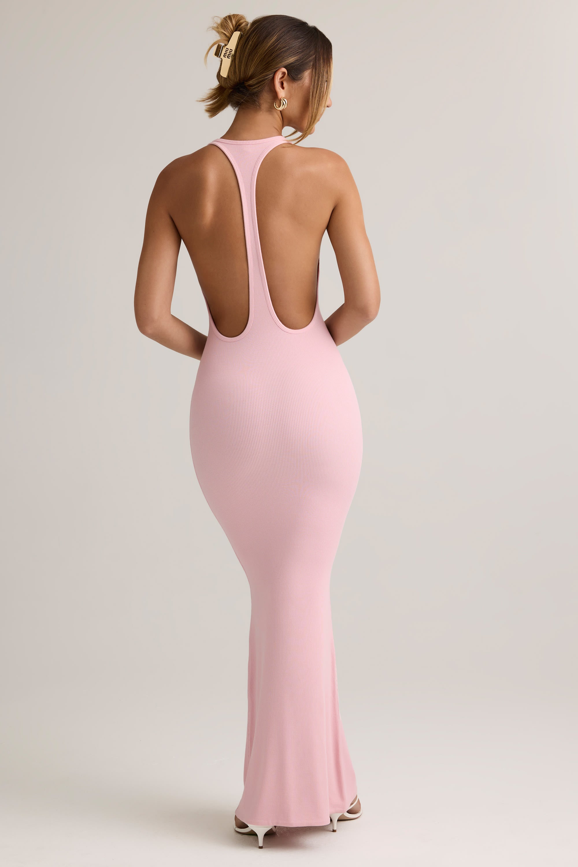 Imelda Modal Racerback Maxi Dress in Baby Pink - Image 3