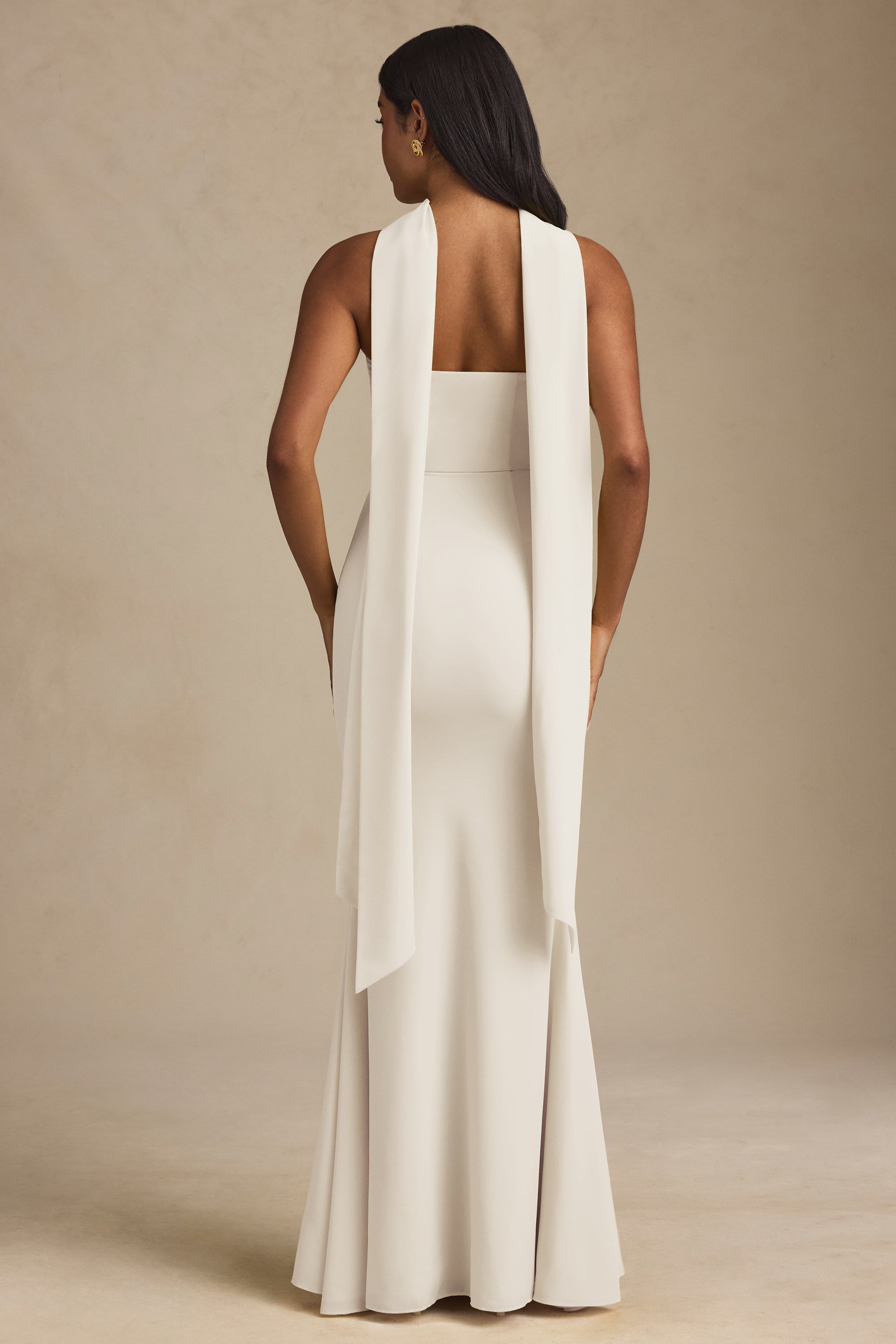 Imogene Scarf-Detail Strapless Gown in Ivory - Image 5