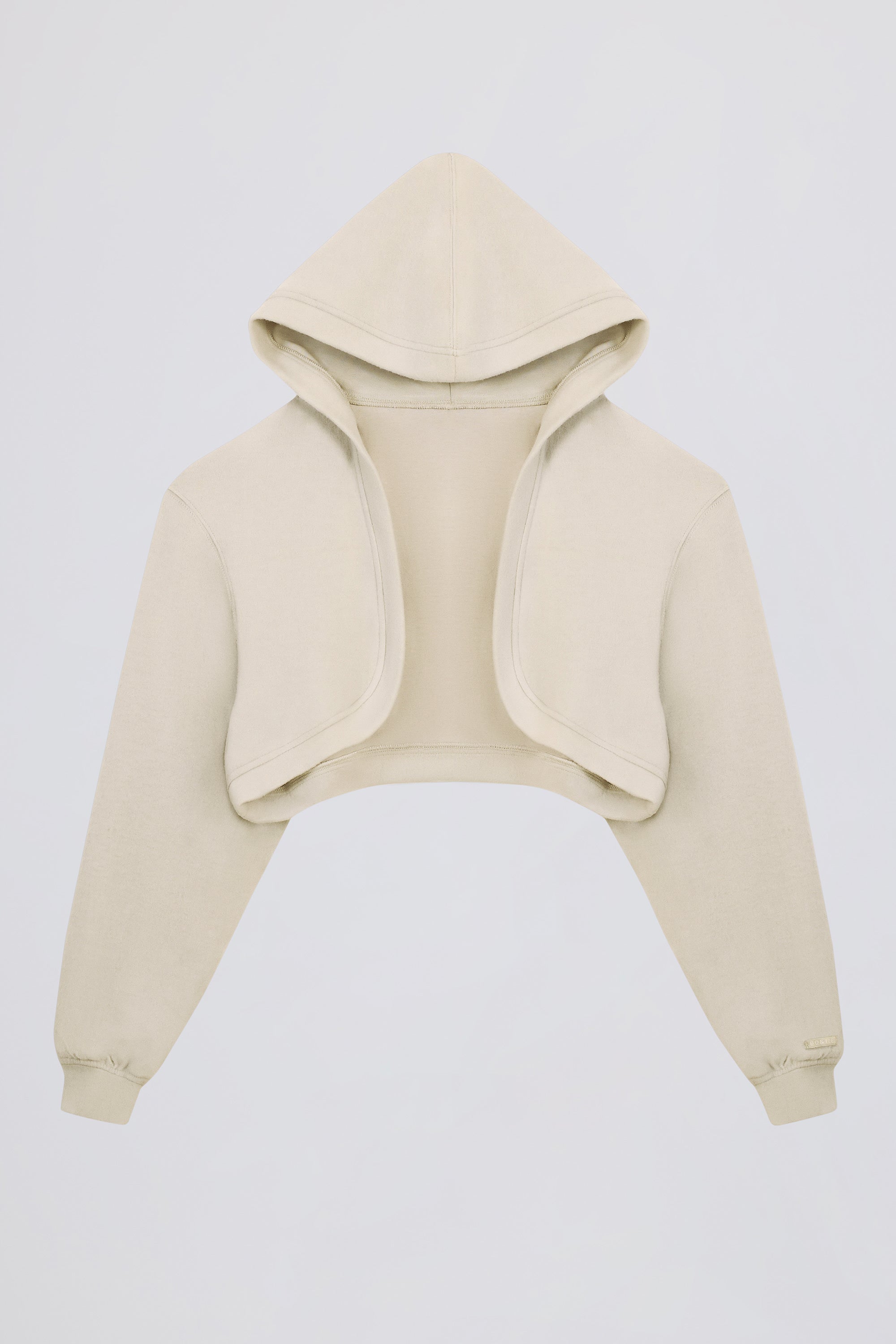 Brushed Jersey Hooded Cropped Shrug in Ecru - Image 2