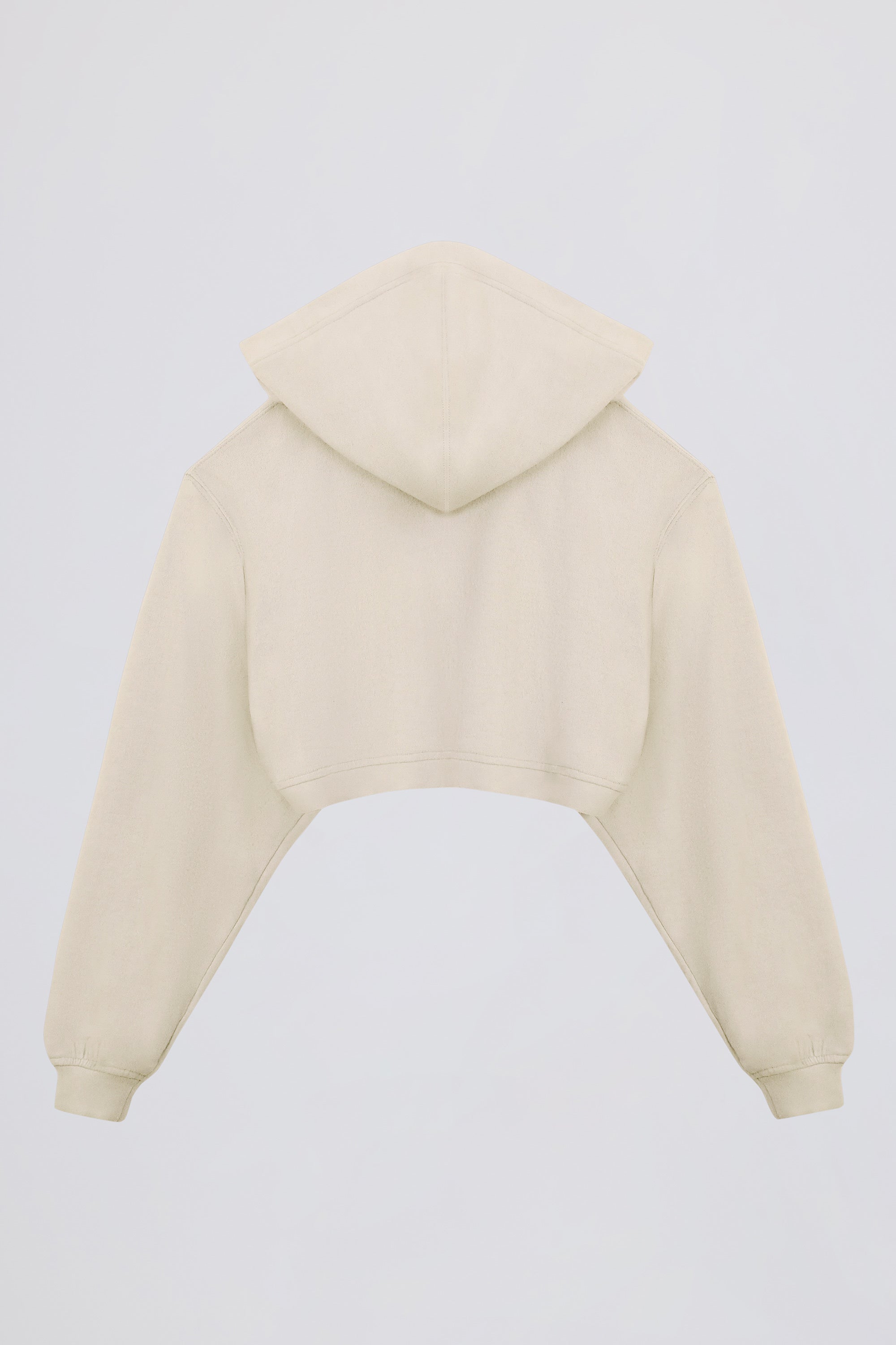 Brushed Jersey Hooded Cropped Shrug in Ecru - Image 4