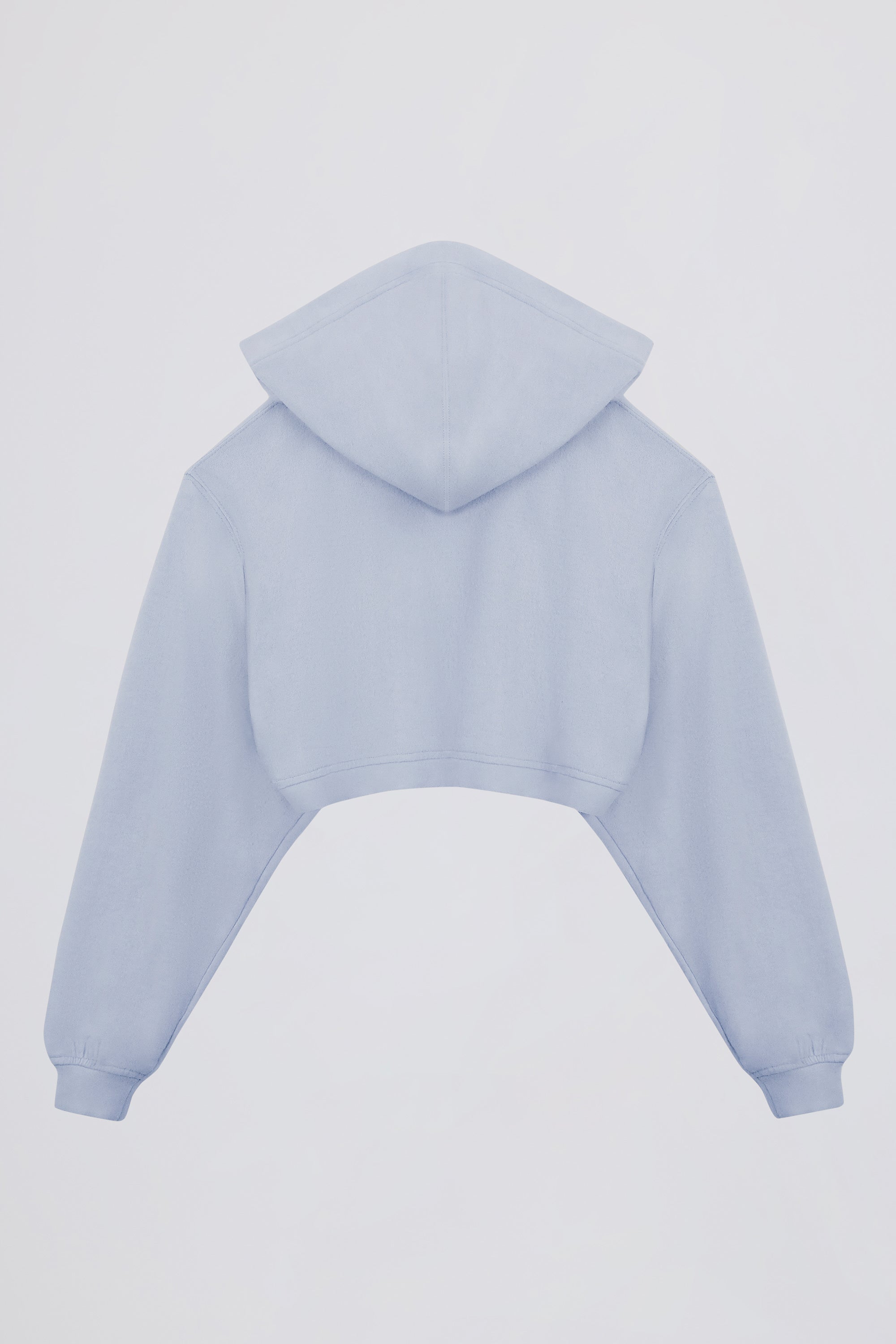 Brushed Jersey Hooded Cropped Shrug in Soft Blue - Image 3