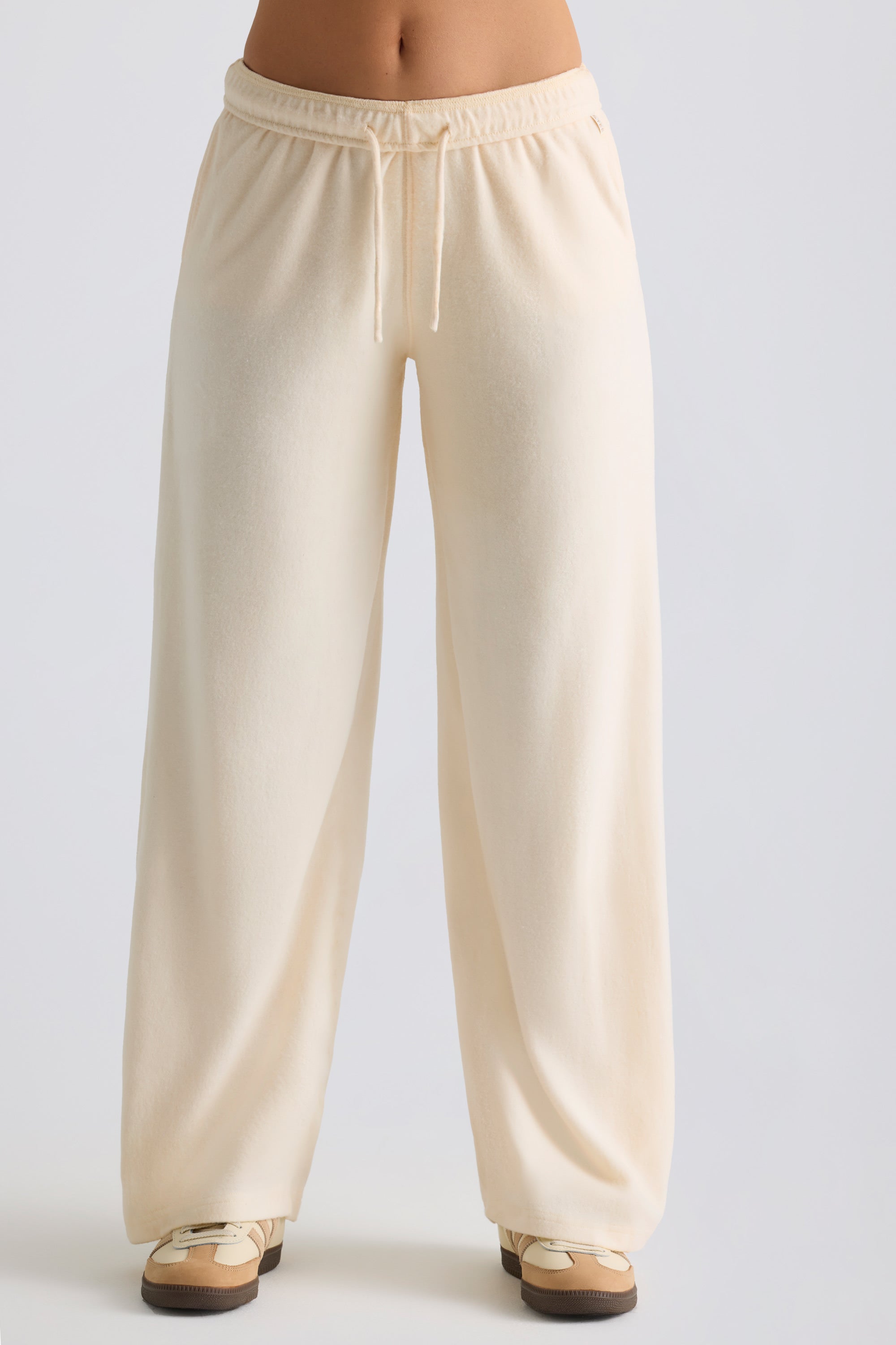 Brushed Jersey Wide-Leg Joggers in Ecru - Image 3