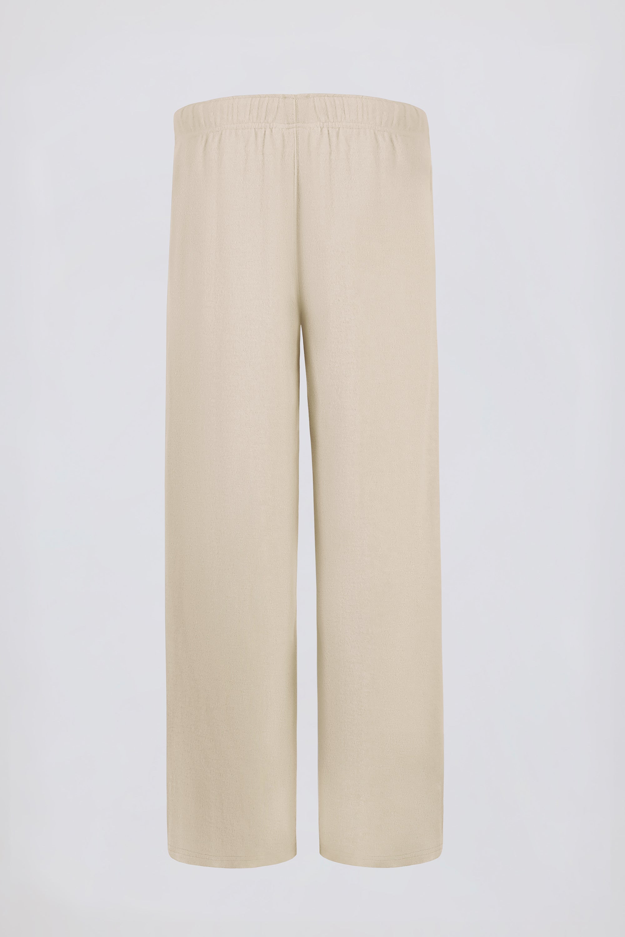 Brushed Jersey Wide-Leg Joggers in Ecru - Image 4