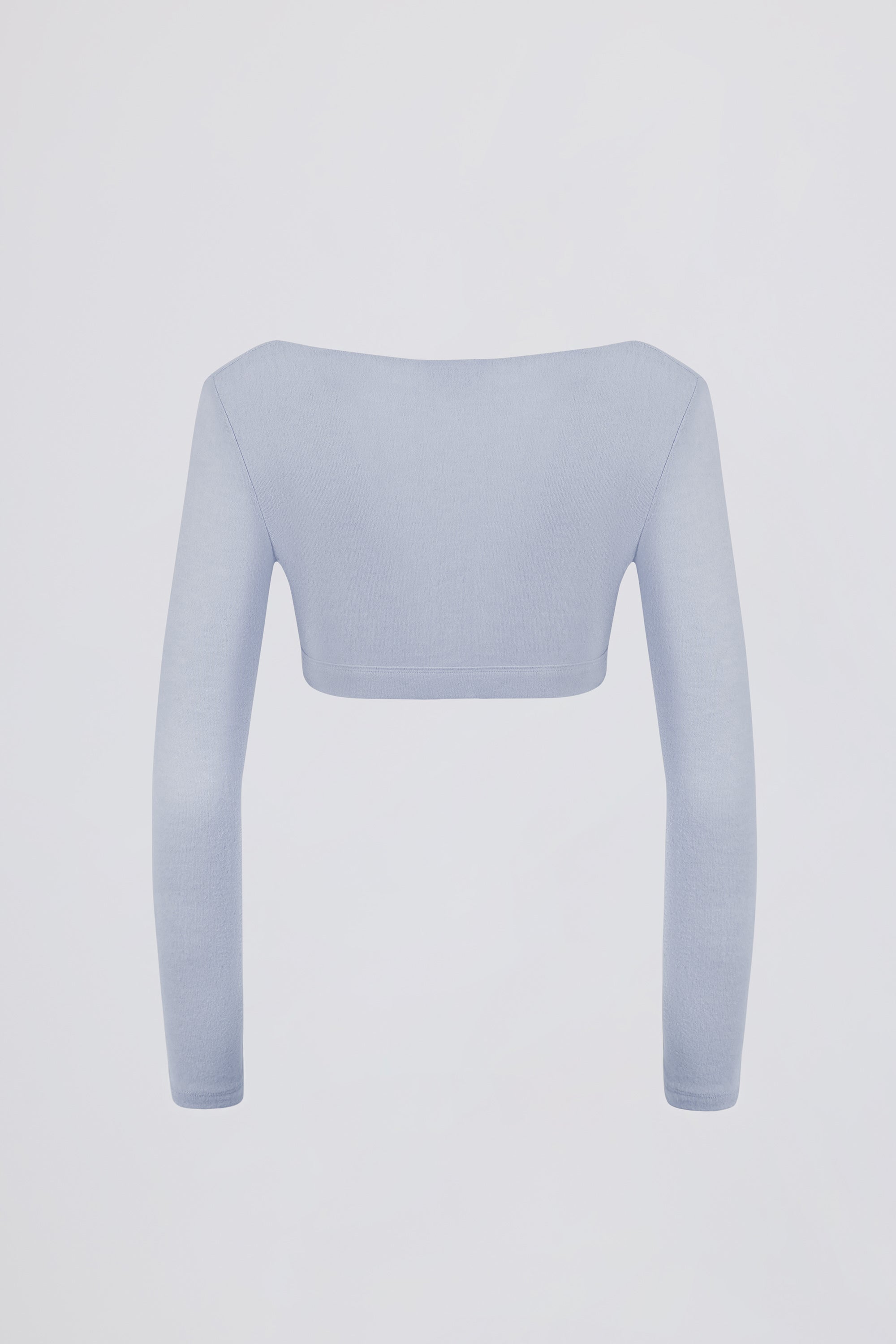 Brushed Jersey Wrap Crop Top in Soft Blue - Image 3