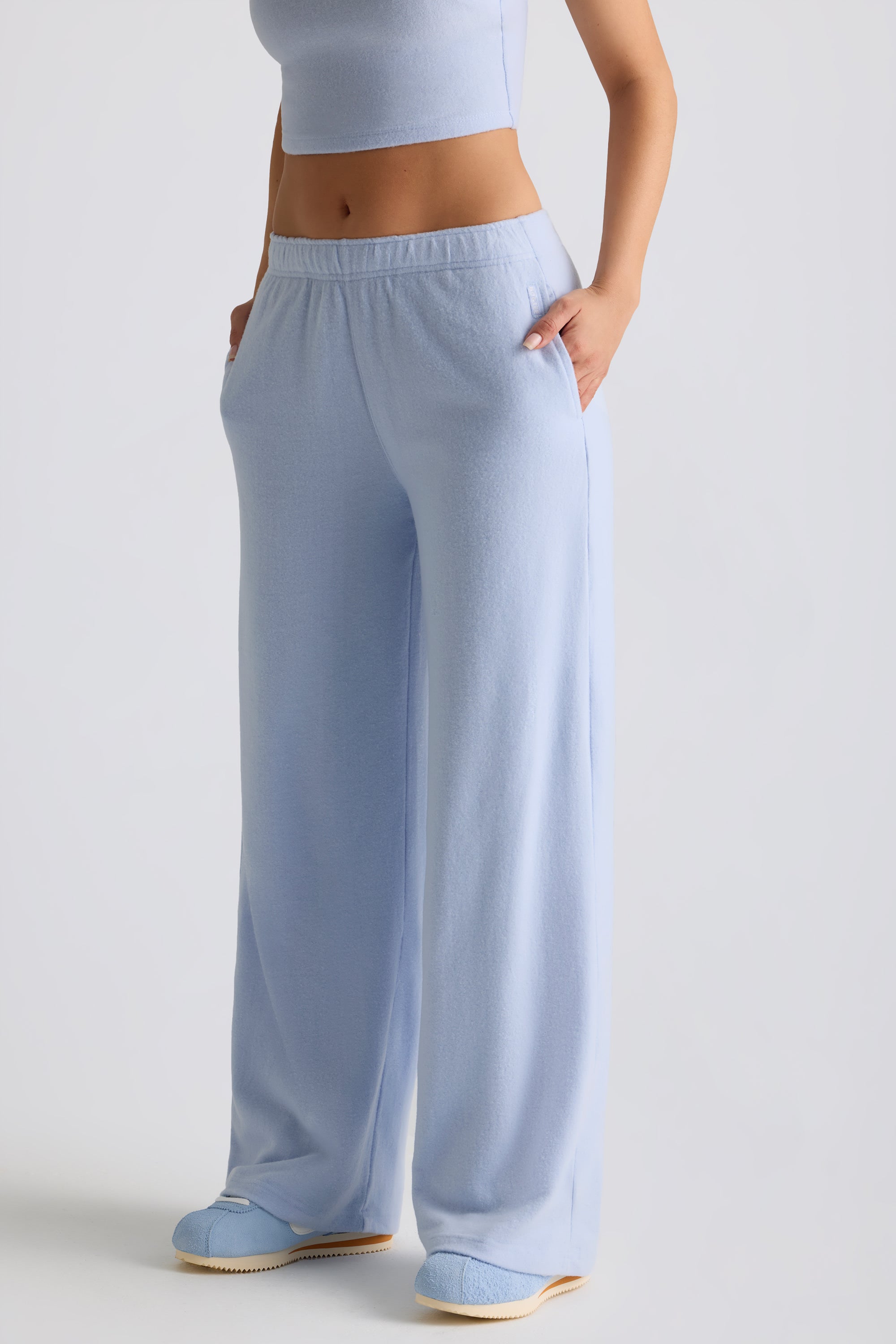 Tall Brushed Jersey Wide-Leg Joggers in Soft Blue - Image 6