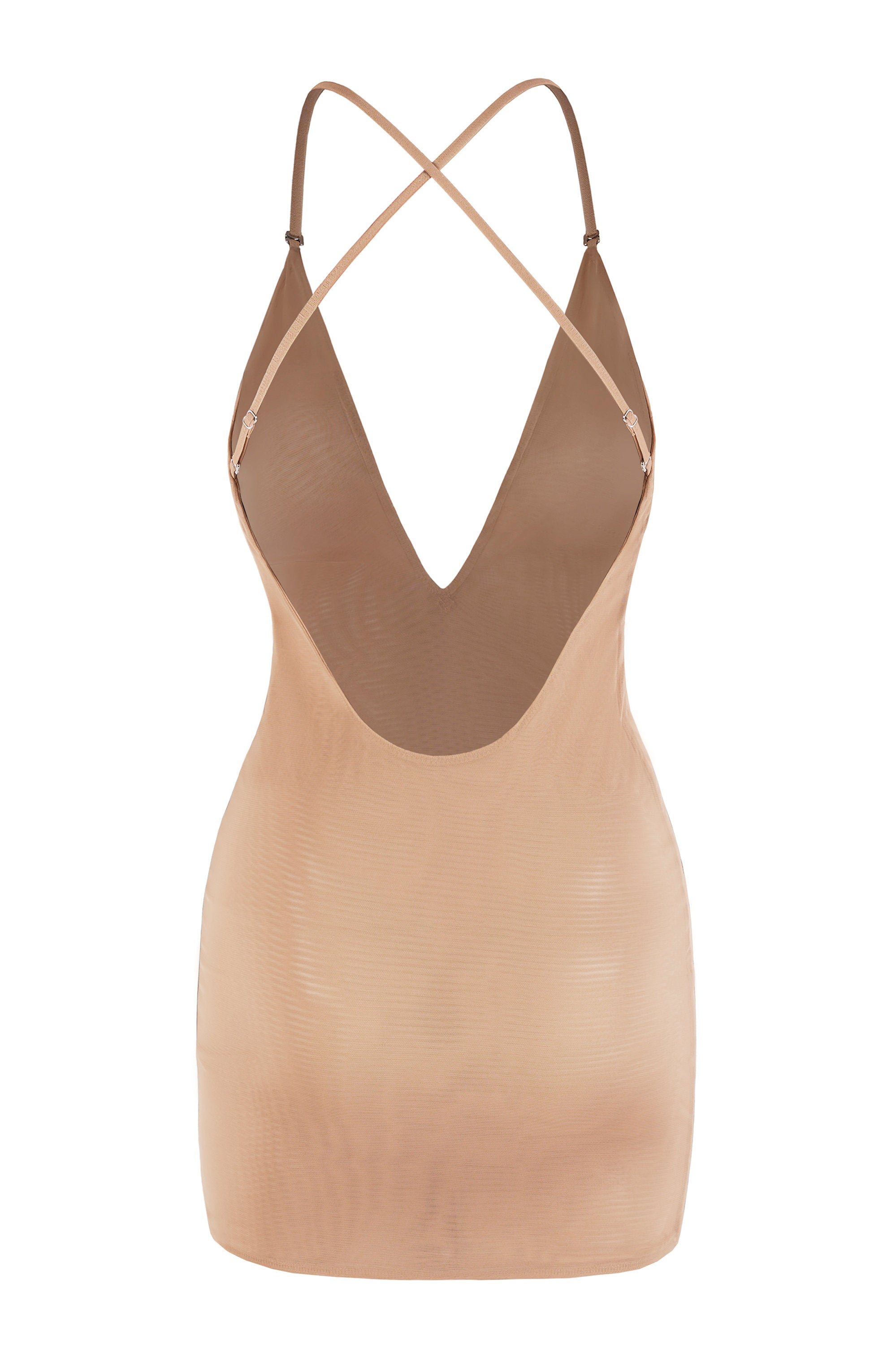 Intimates Soft Mesh Multiway Mini Dress in Warm Peach - Image 4