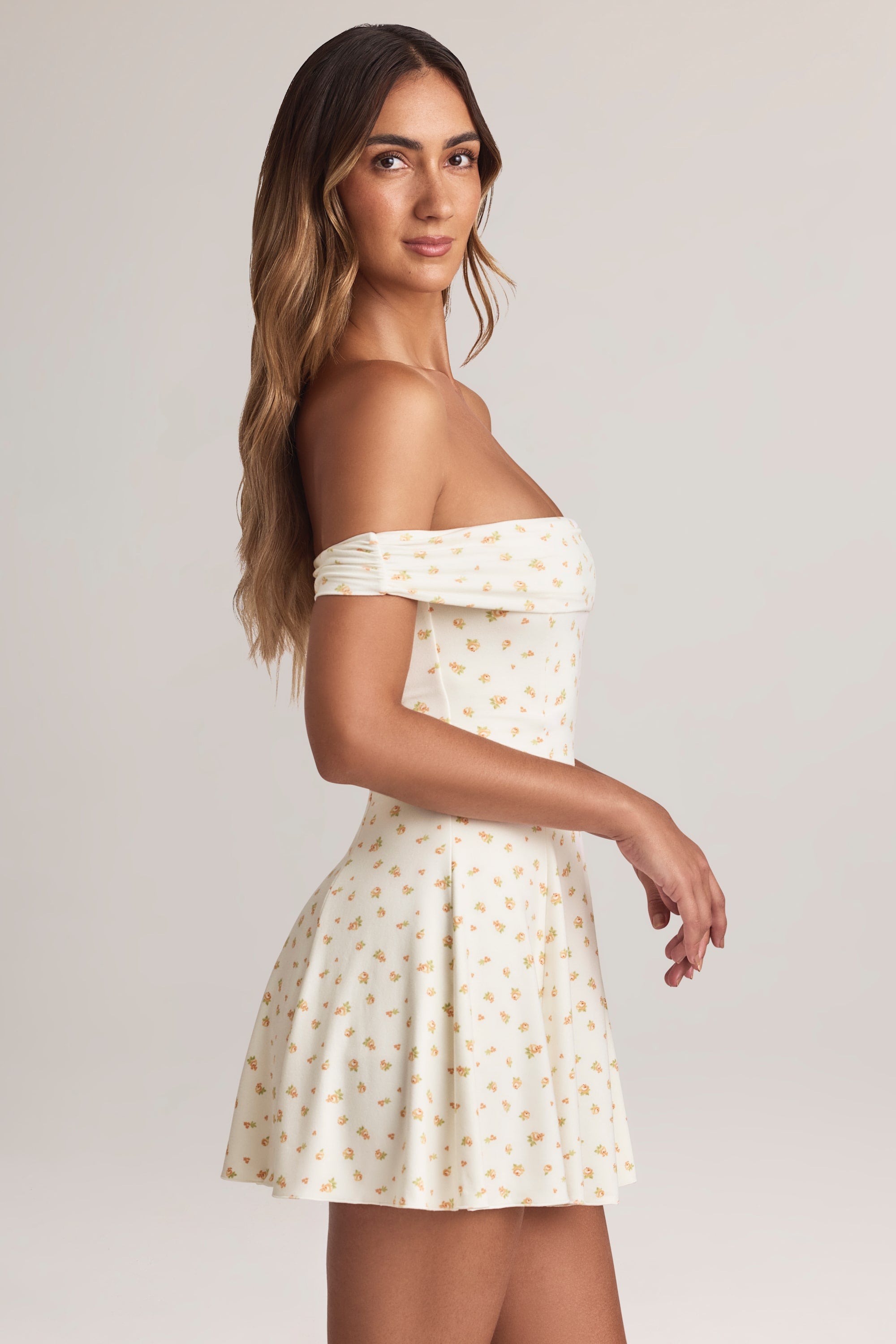 Jaida Modal Off-Shoulder A-Line Mini Dress in Floral Print - Image 3