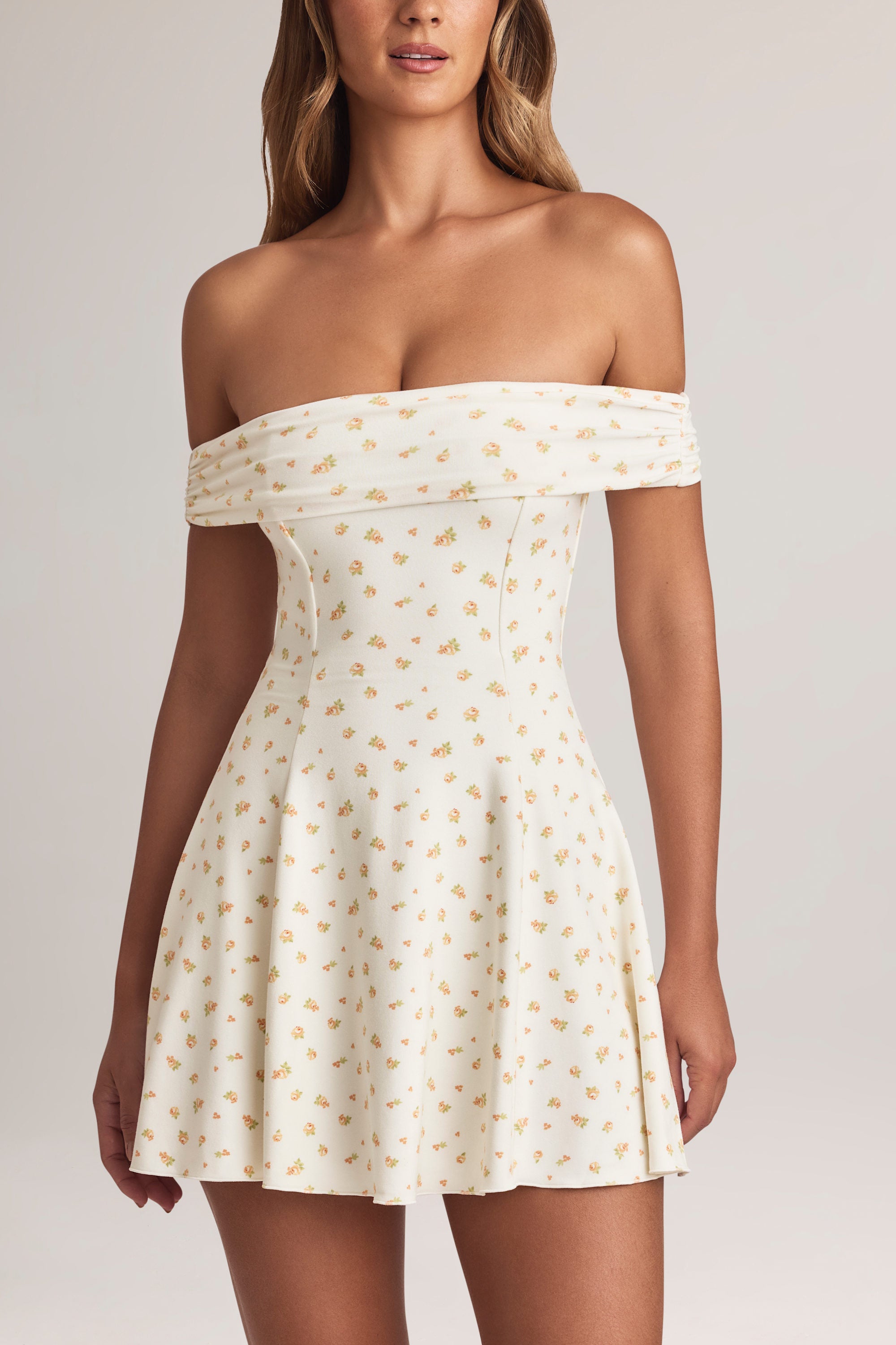 Jaida Modal Off-Shoulder A-Line Mini Dress in Floral Print - Image 5