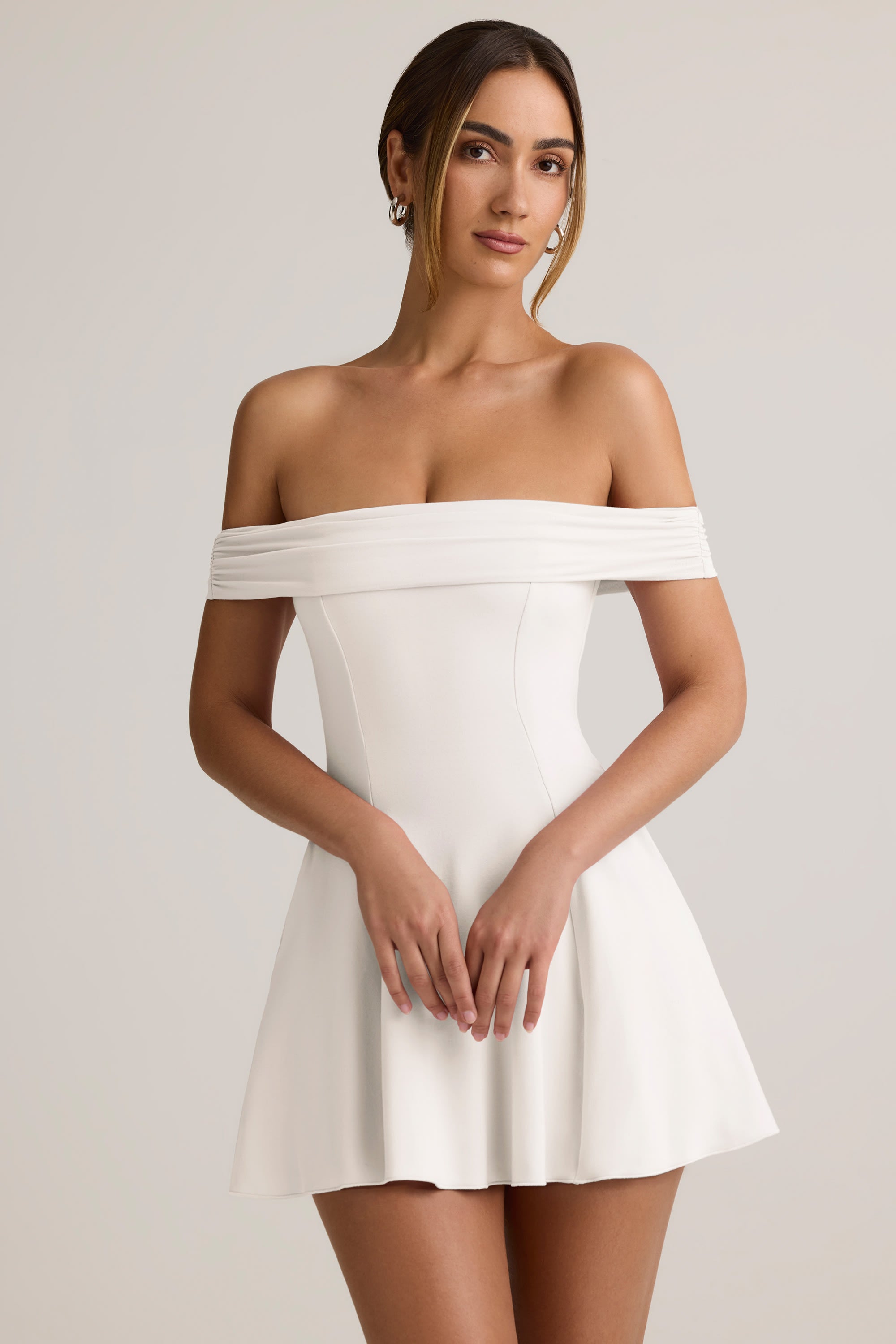 Jaida Modal Off-Shoulder A-Line Mini Dress in White