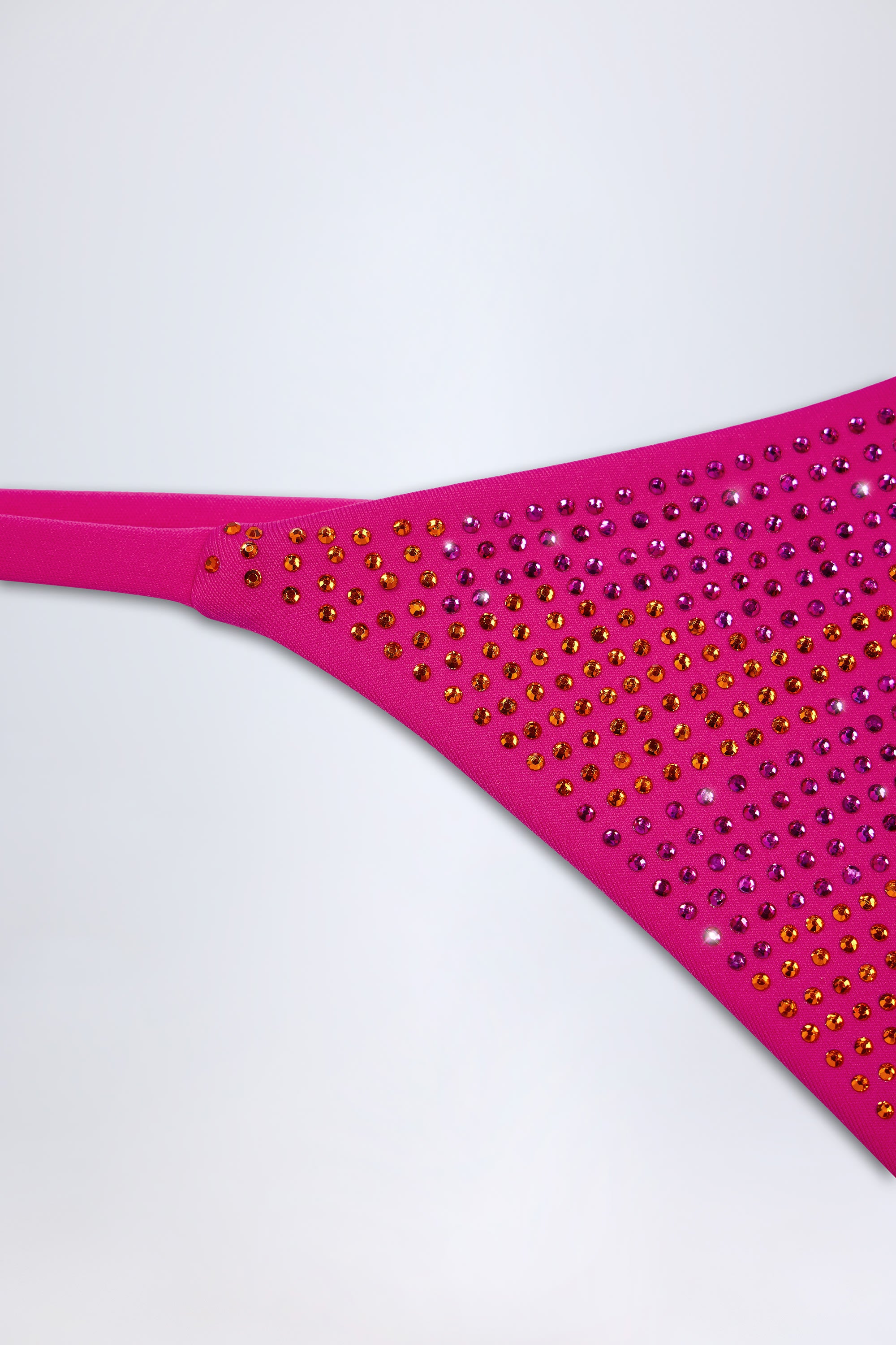 Jalama Embellished Thong Bikini Bottoms in Pink Tropical Hotfix - Image 6