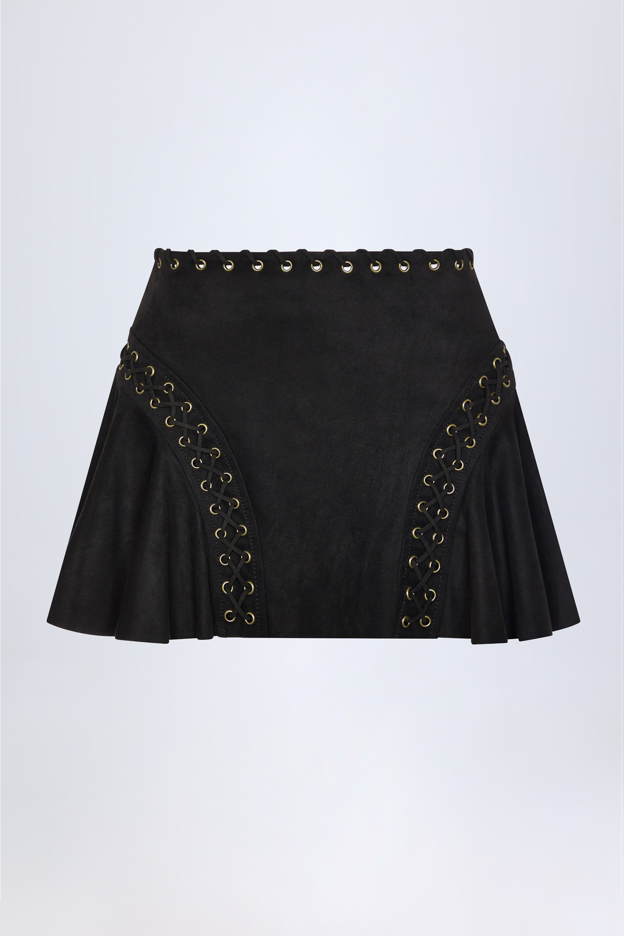 Jalsa Lace-Up Mid-Rise Mini Skirt in Black