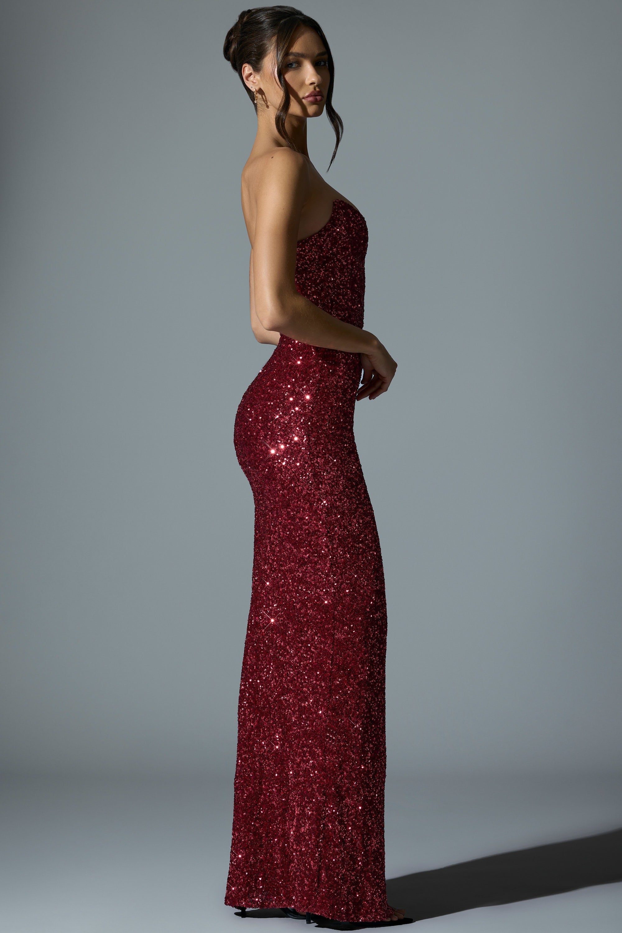Jasella Embellished Corset Gown in Red - Image 5