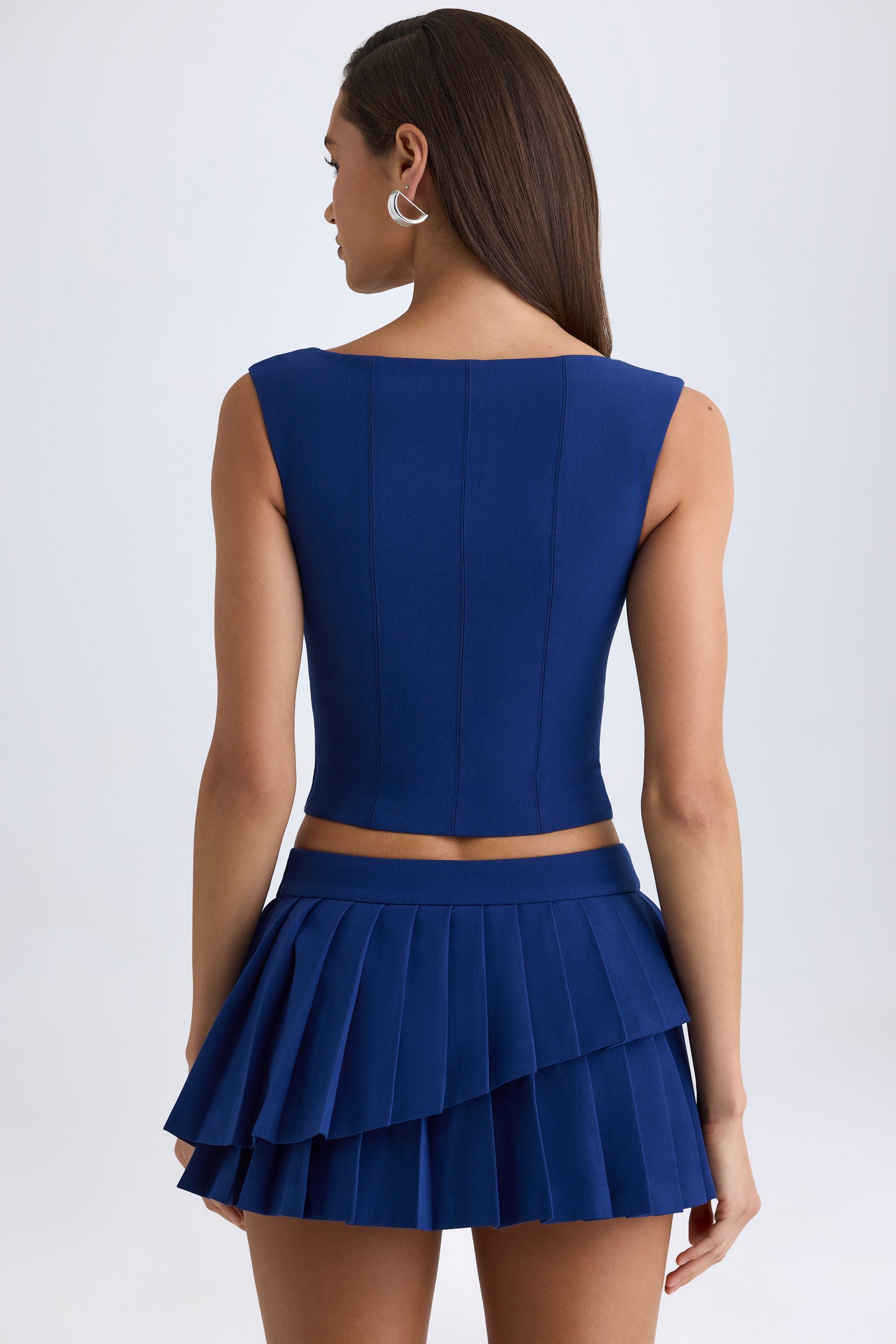 Kadie Open-Front Crop Top in True Navy - Image 3