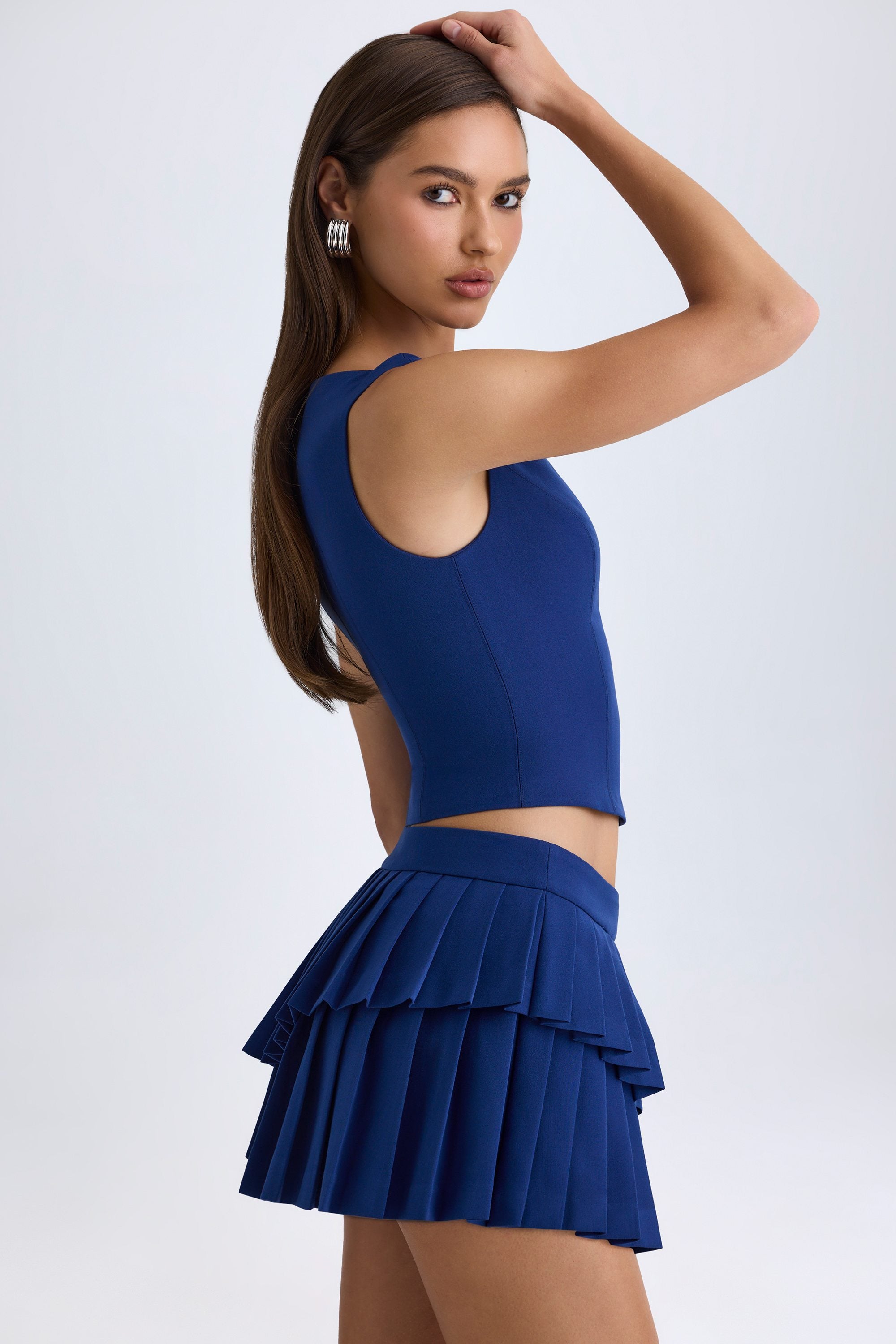 Kadie Open-Front Crop Top in True Navy - Image 4