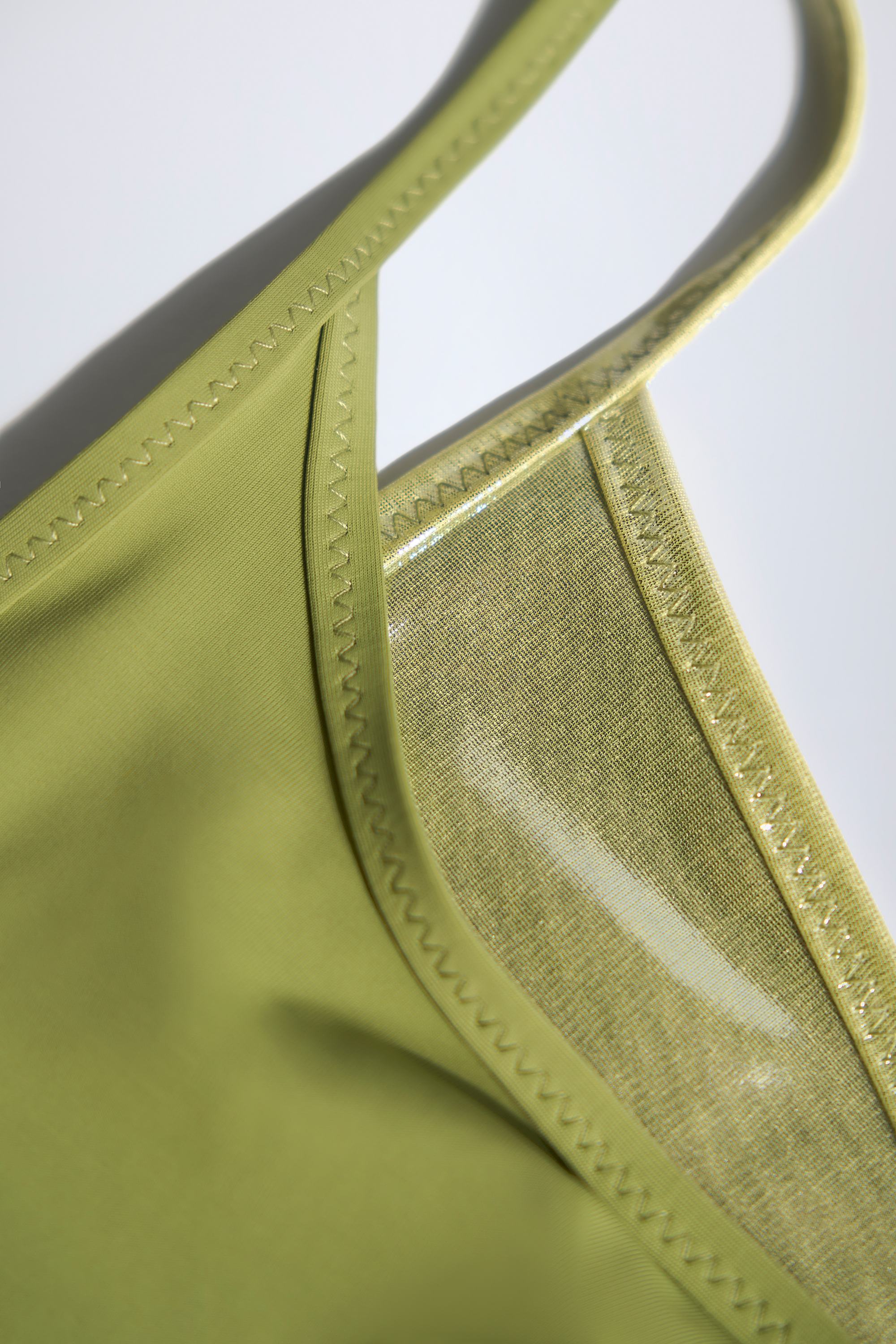 Kariba Metallic Layered Bikini Top in Olive Green - Image 5