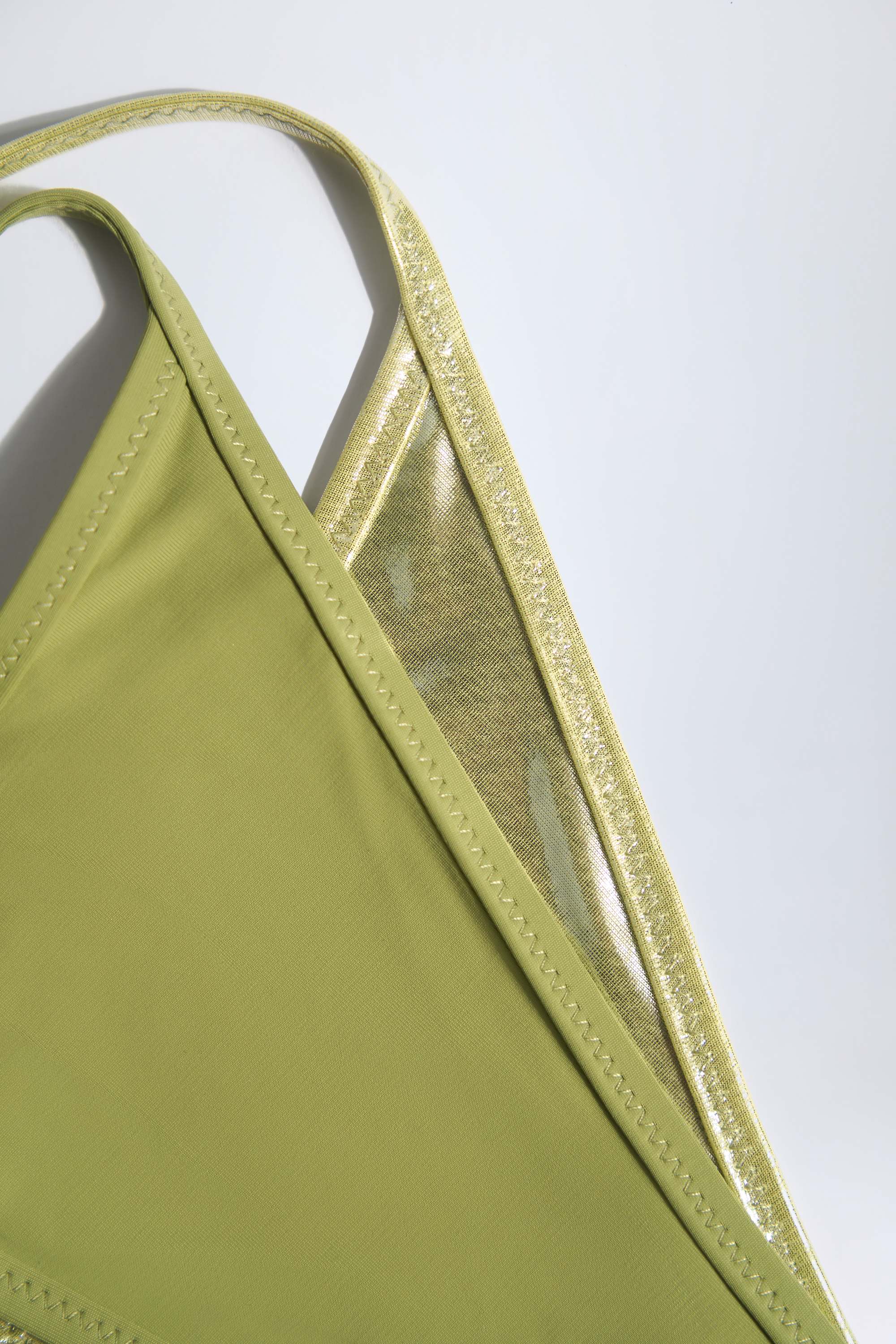 Kisawa Metallic Layered Thong Bikini Bottoms in Olive Green - Image 6