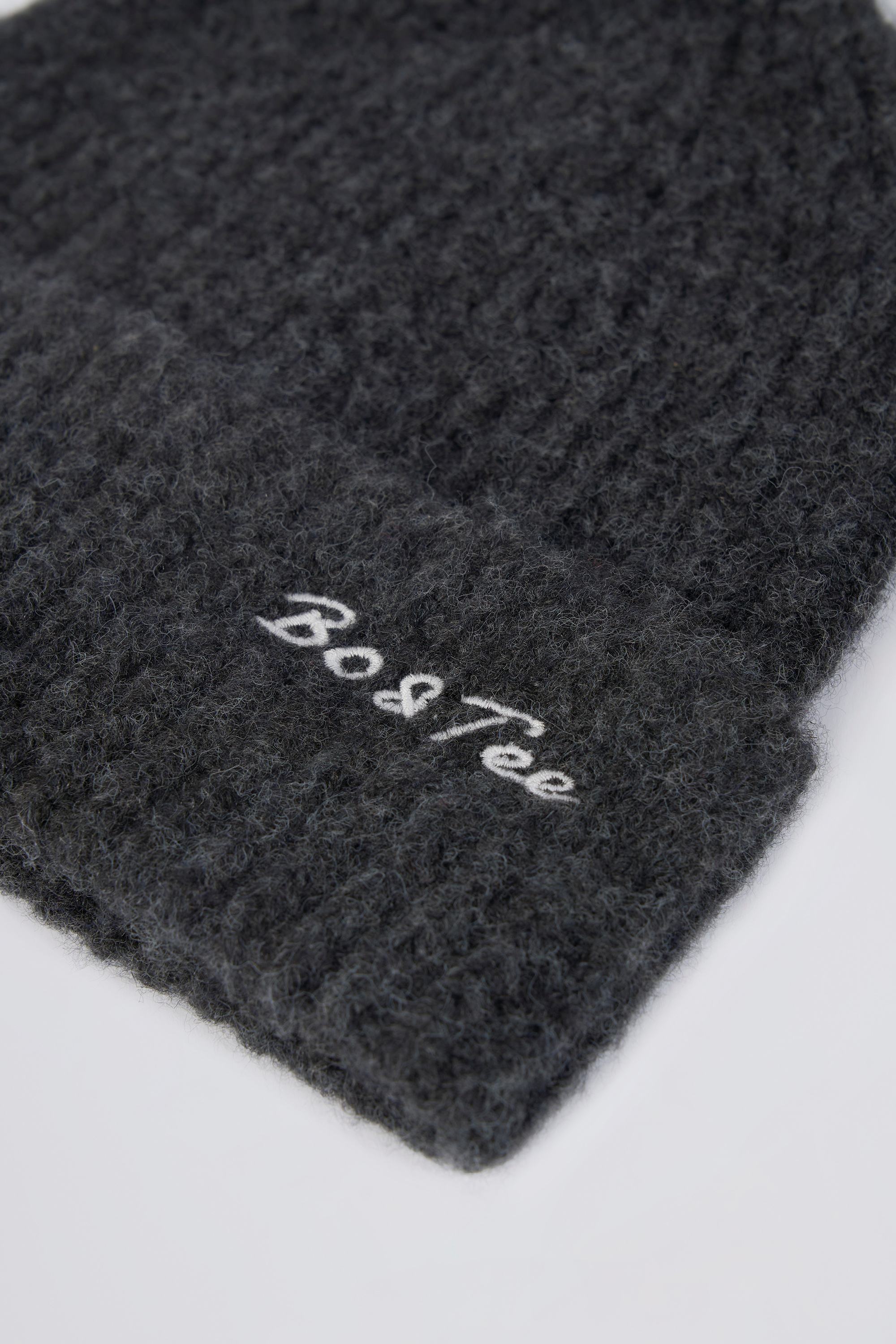 Knit Beanie Hat in Charcoal Marl - Image 2