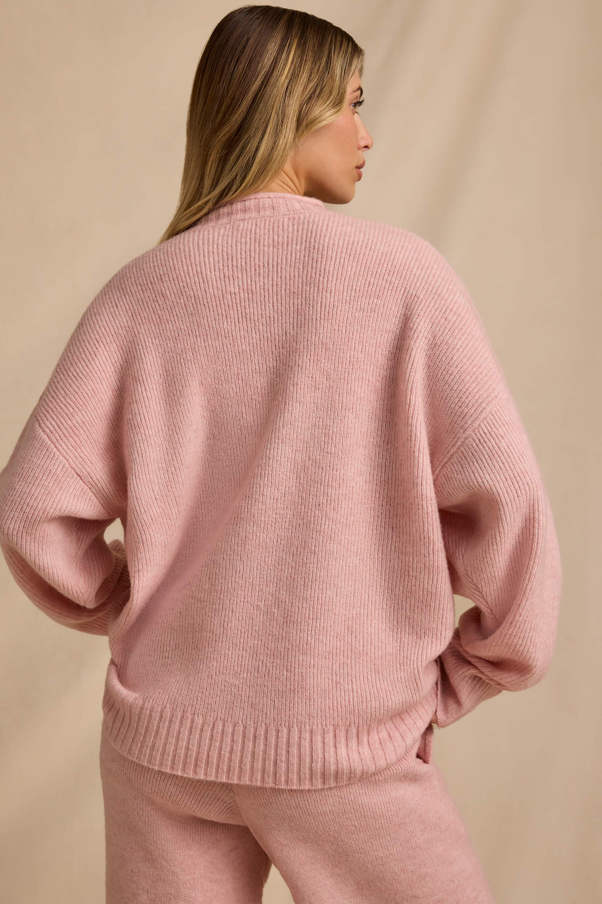 Oversized Knit Jumper in Blush Pink - Image 2
