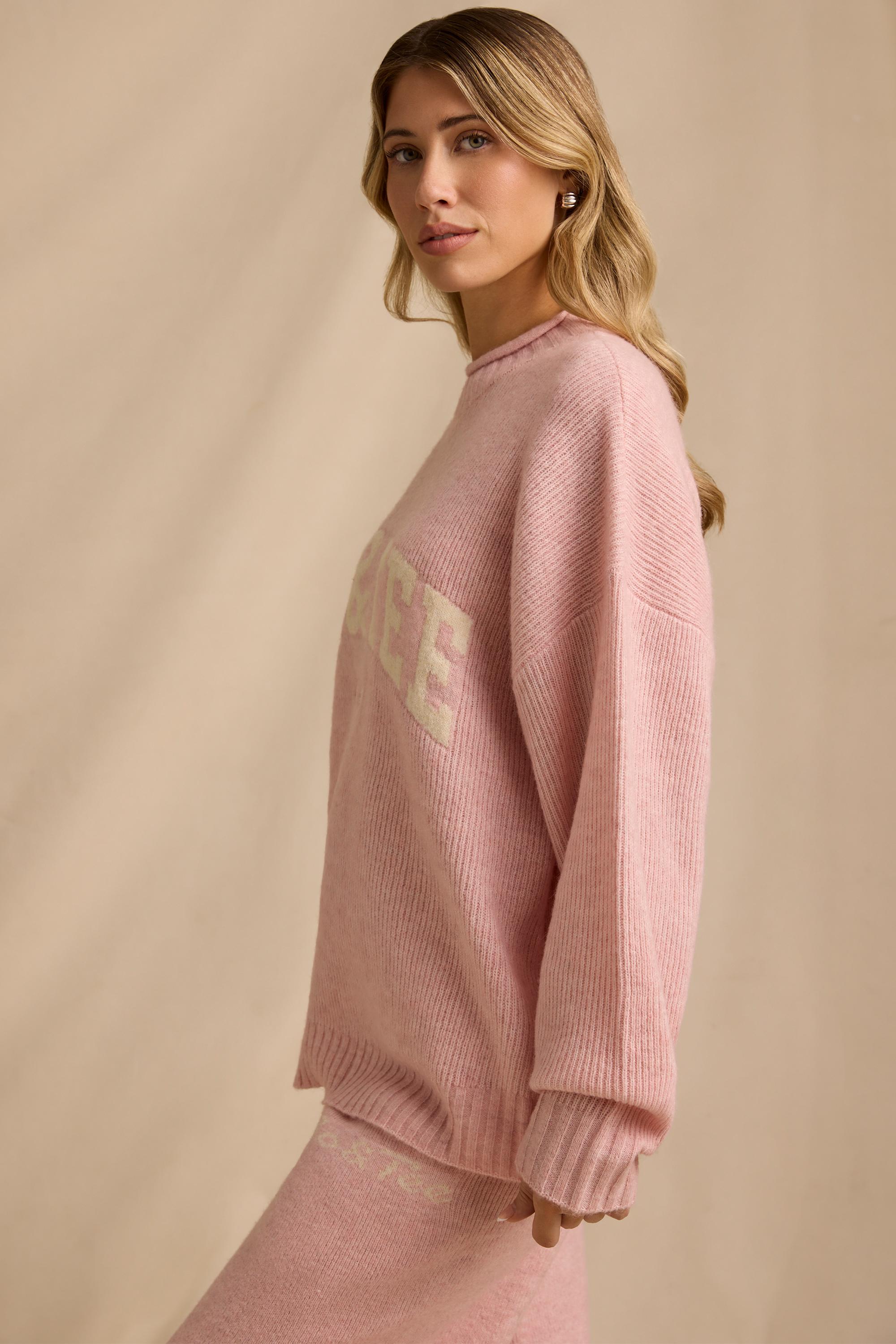 Oversized Knit Jumper in Blush Pink - Image 3