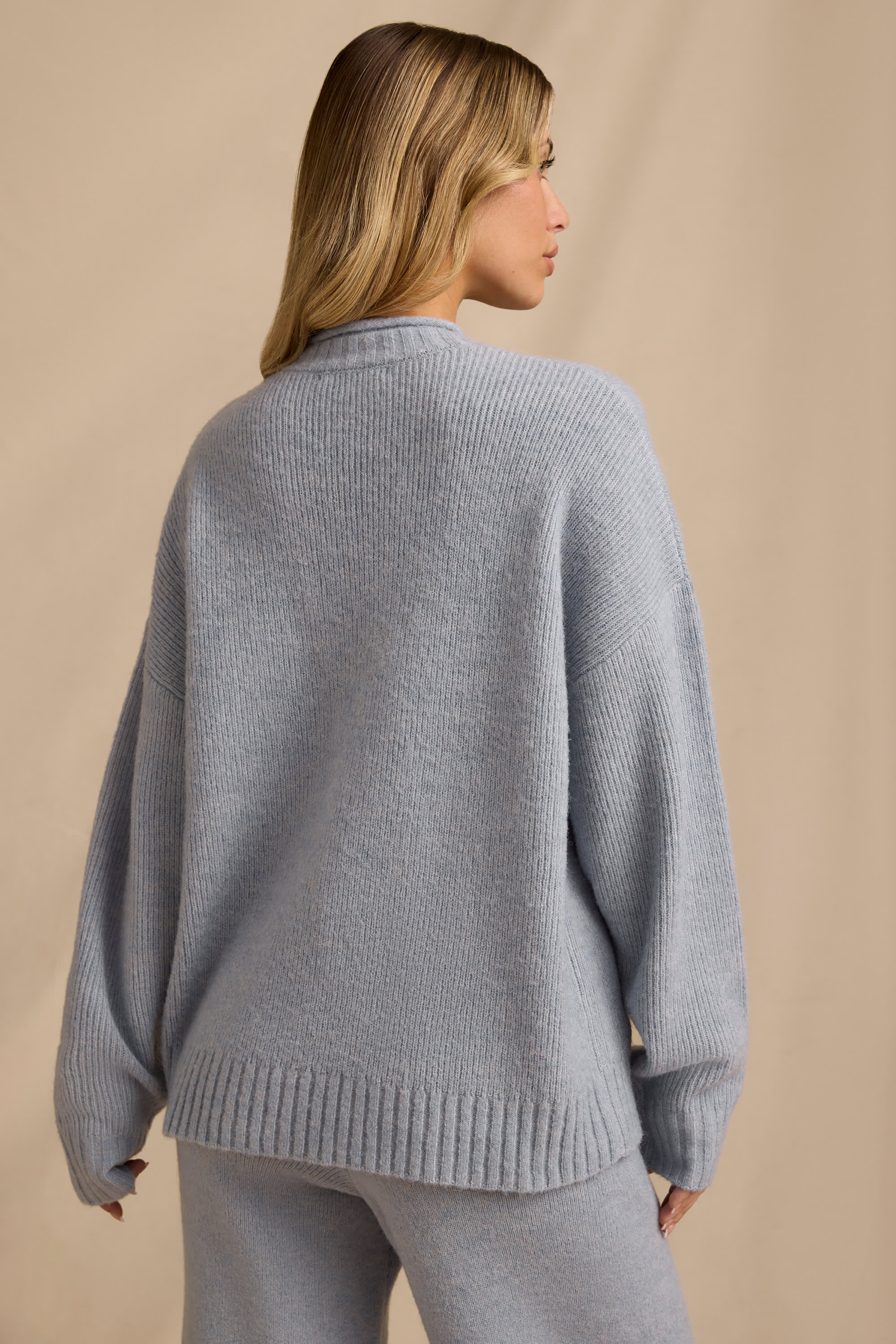 Oversized Knit Jumper in Soft Blue - Image 3