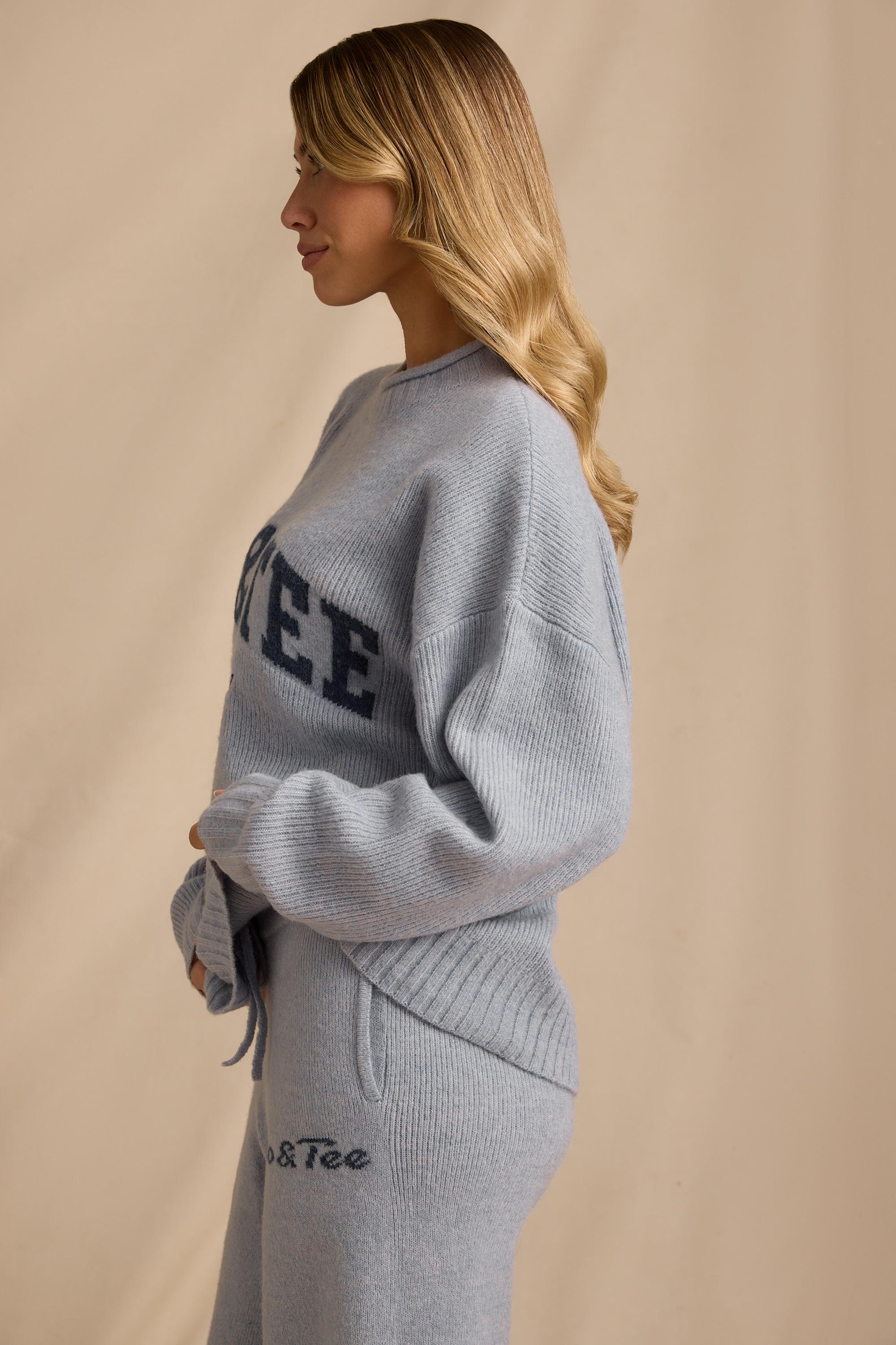 Oversized Knit Jumper in Soft Blue - Image 4
