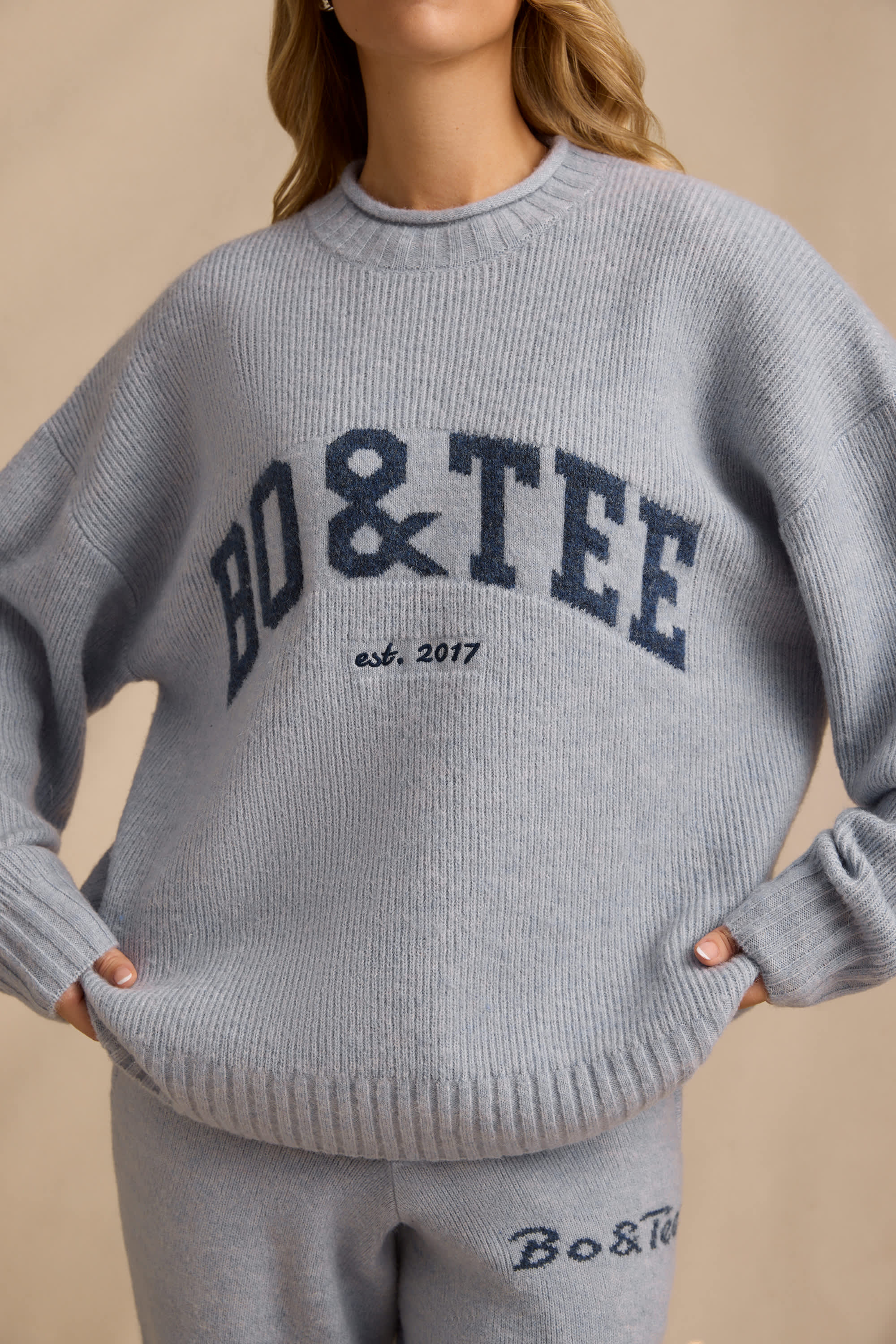 Oversized Knit Jumper in Soft Blue - Image 5