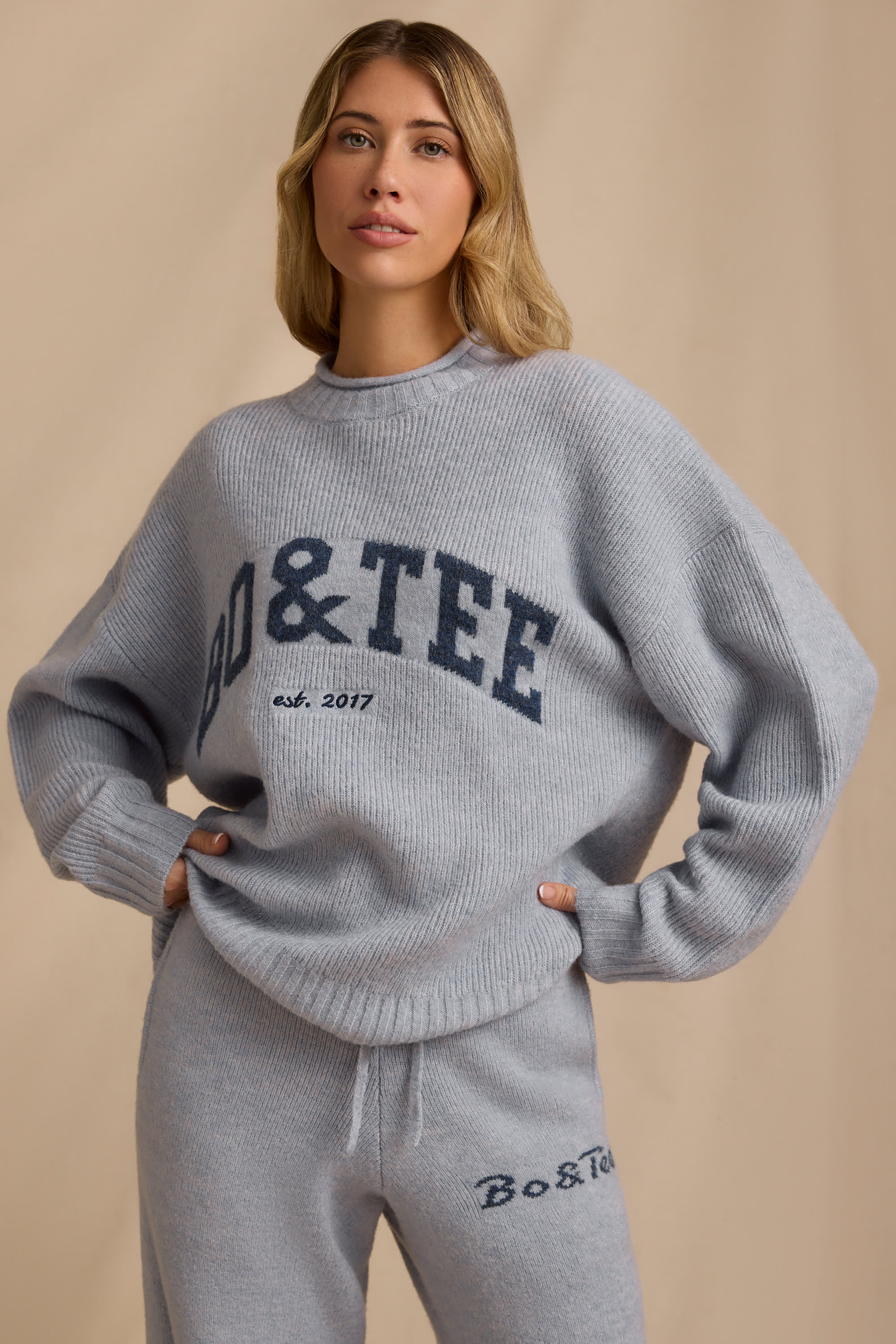 Oversized Knit Jumper in Soft Blue - Image 7
